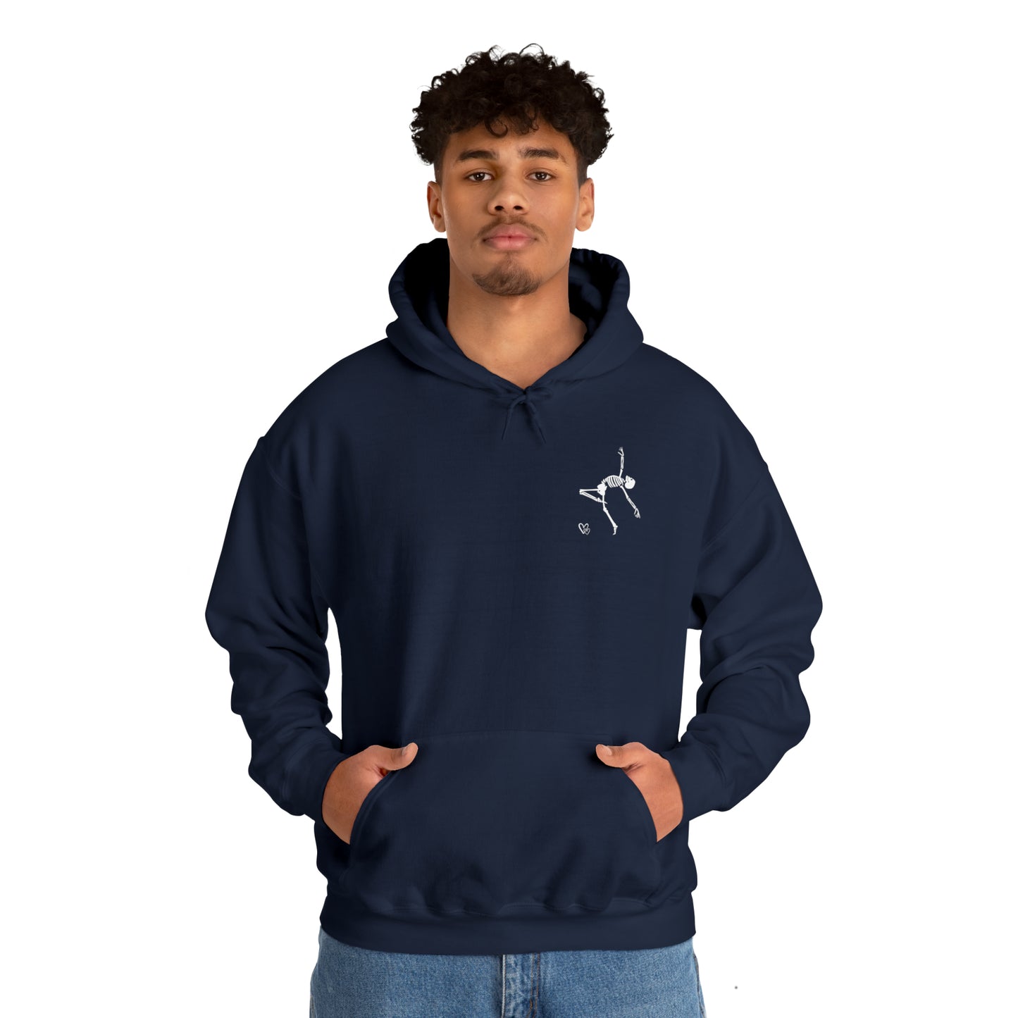 Dancing Skeleton Hoodie- Dancing Skeleton Front- Multi -Dancing Skeleton Back, Mutliple Color Options, Unisex Heavy Blend™ Hooded Sweatshirt