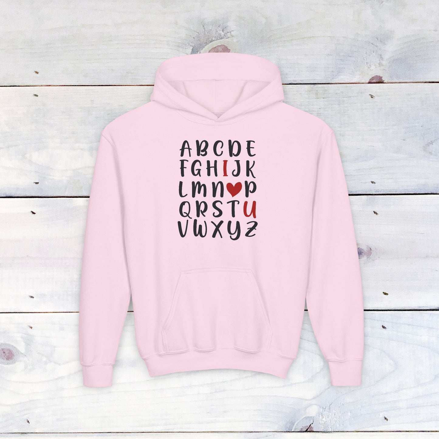 Black Alpha I love You Valentine Youth Hoodie