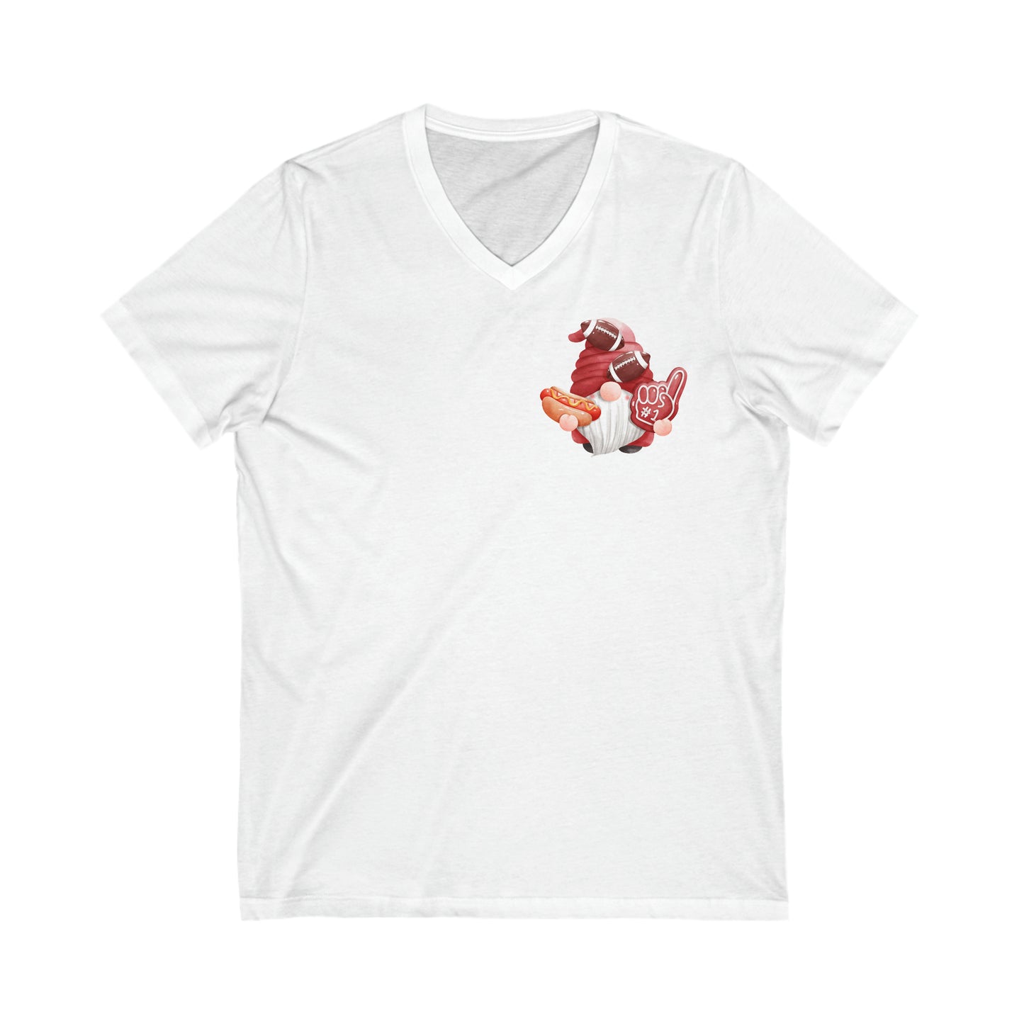Gnome Red Football V Neck Unisex T-Shirt