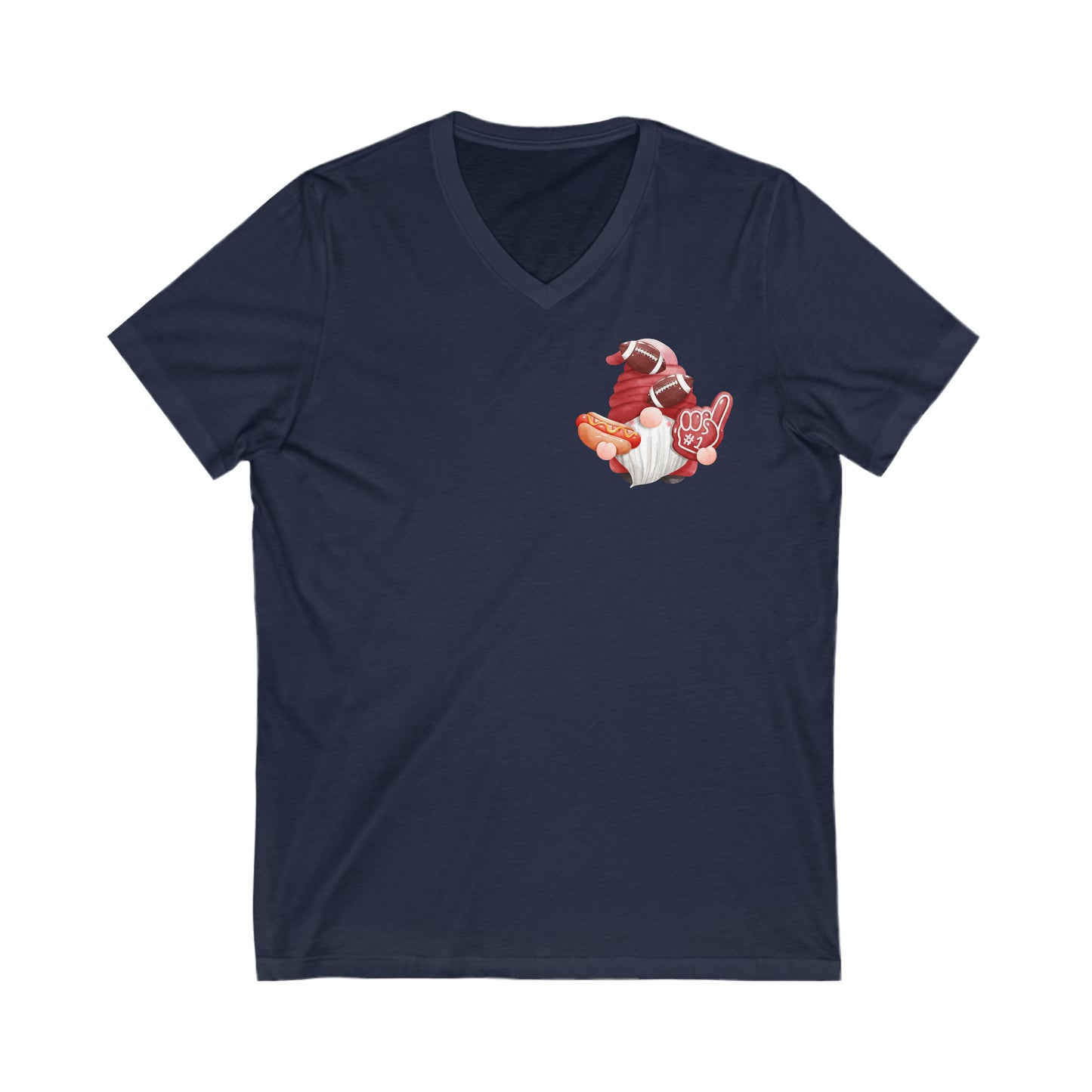 Gnome Red Football V Neck Unisex T-Shirt