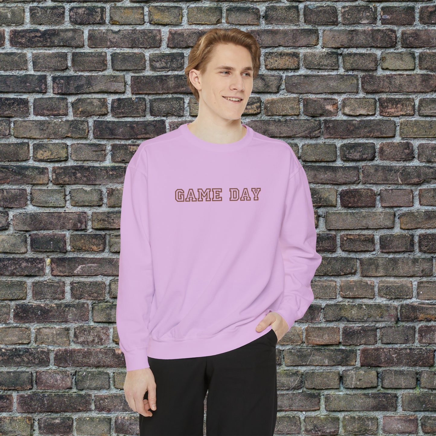 Game Day Comfort Colors Sweater - Brown Text