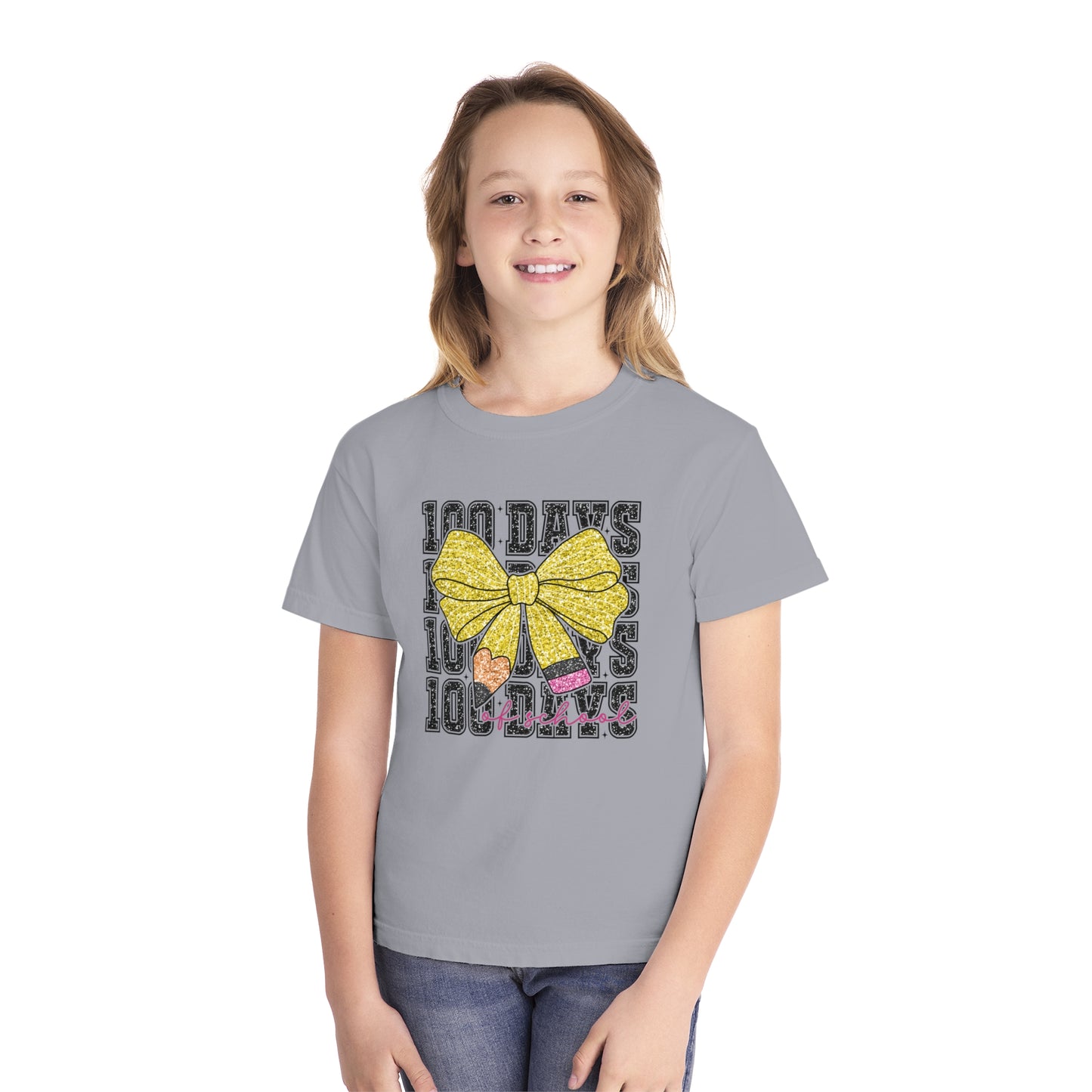 Youth 100 Days Bow Comfort Colors Tee