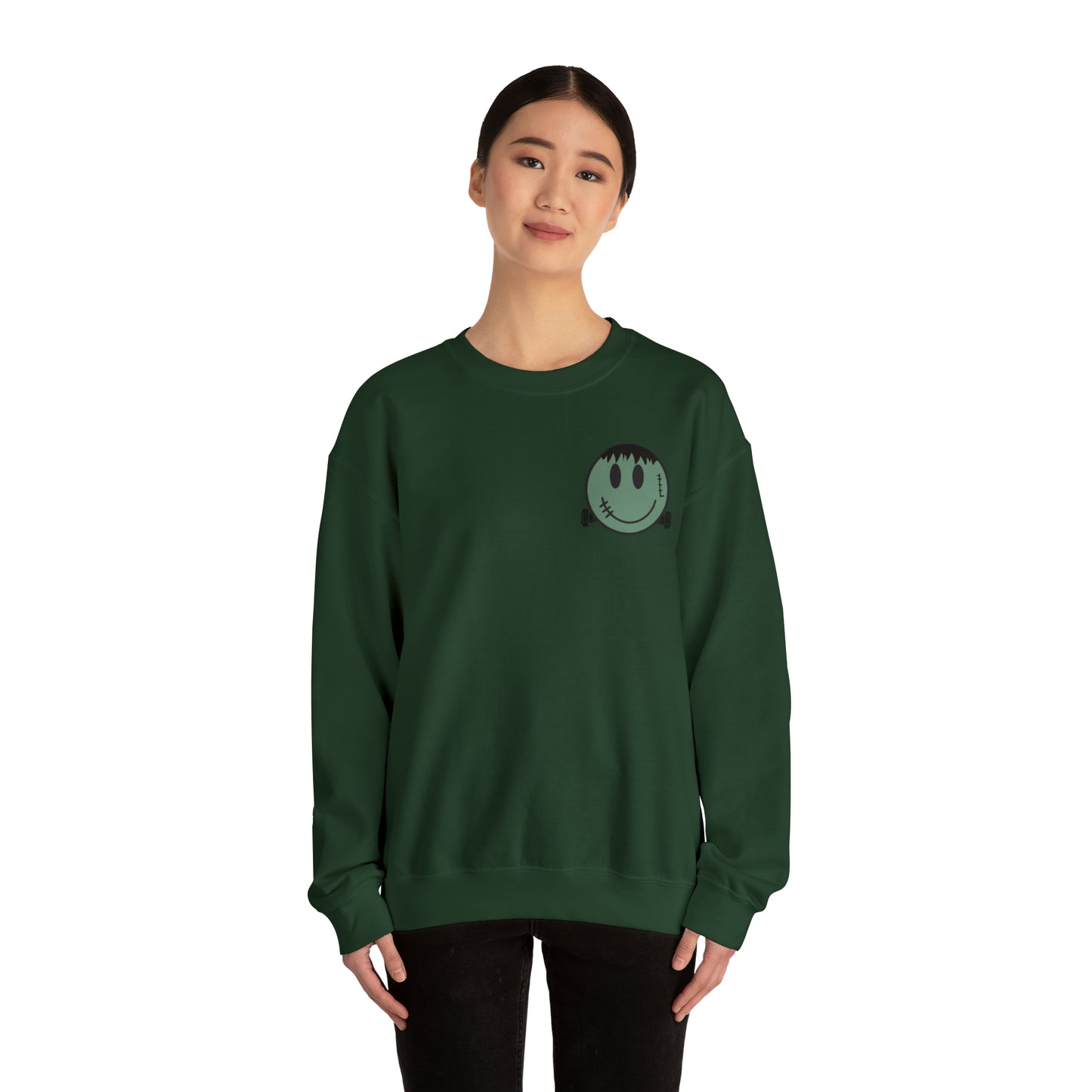 Halloween - Franken Smile Front, Halloween Bolt Back - Sweater / Pullover