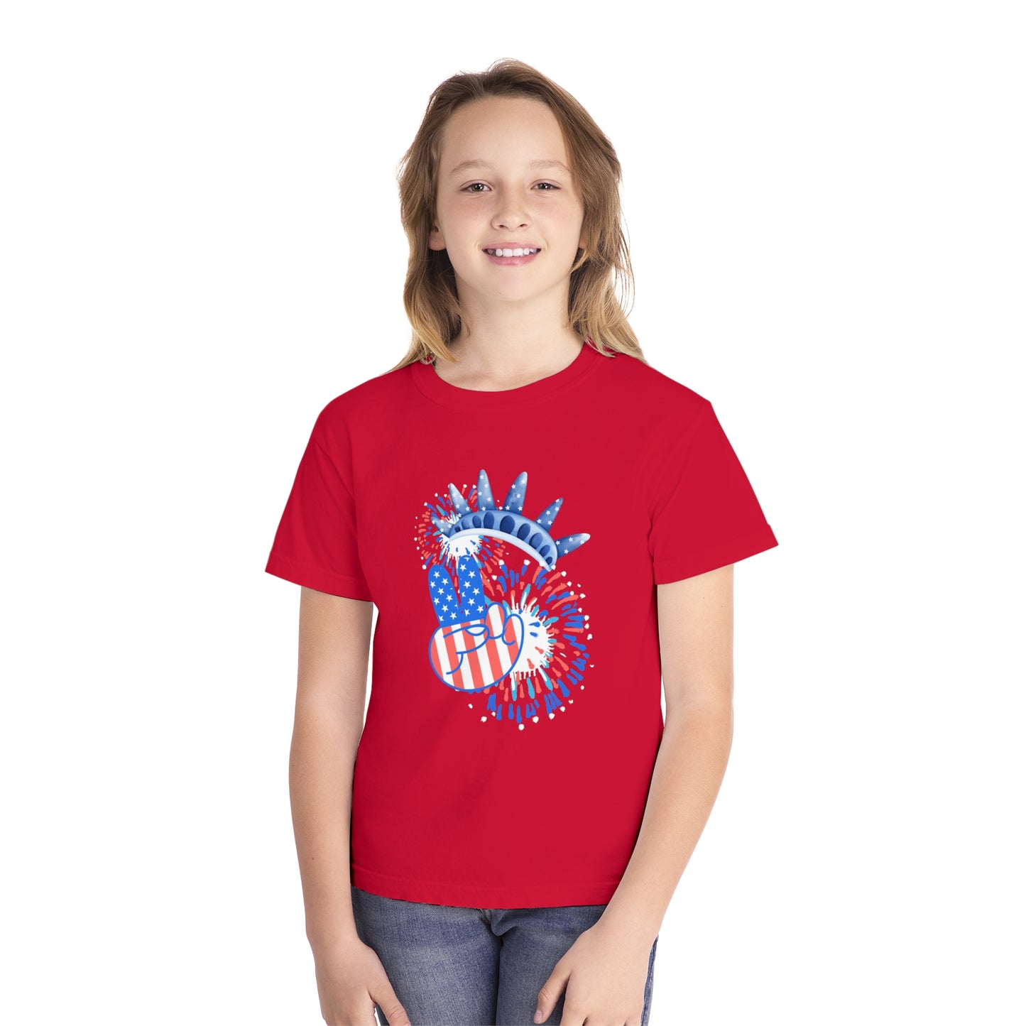 Peace, Crown, & Fireworks Comfort Colors Youth Tee