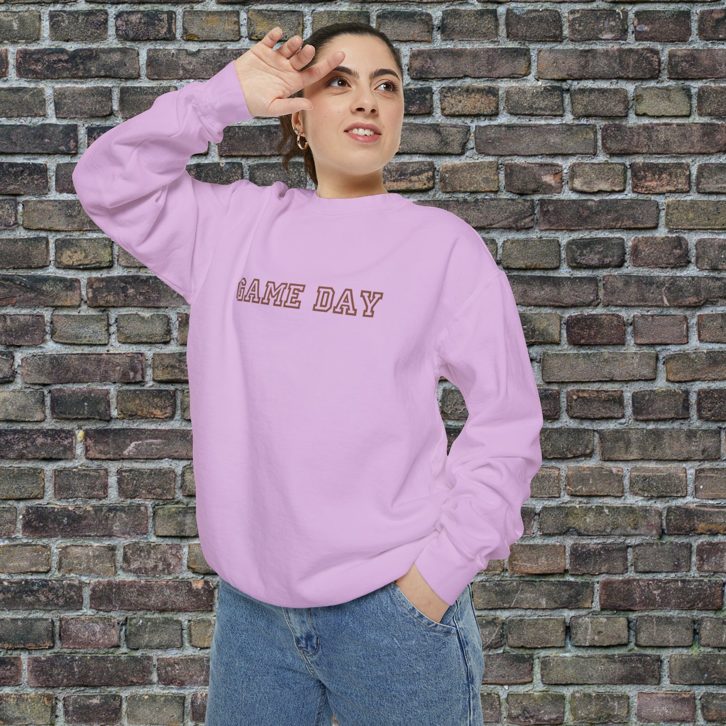 Game Day Comfort Colors Sweater - Brown Text