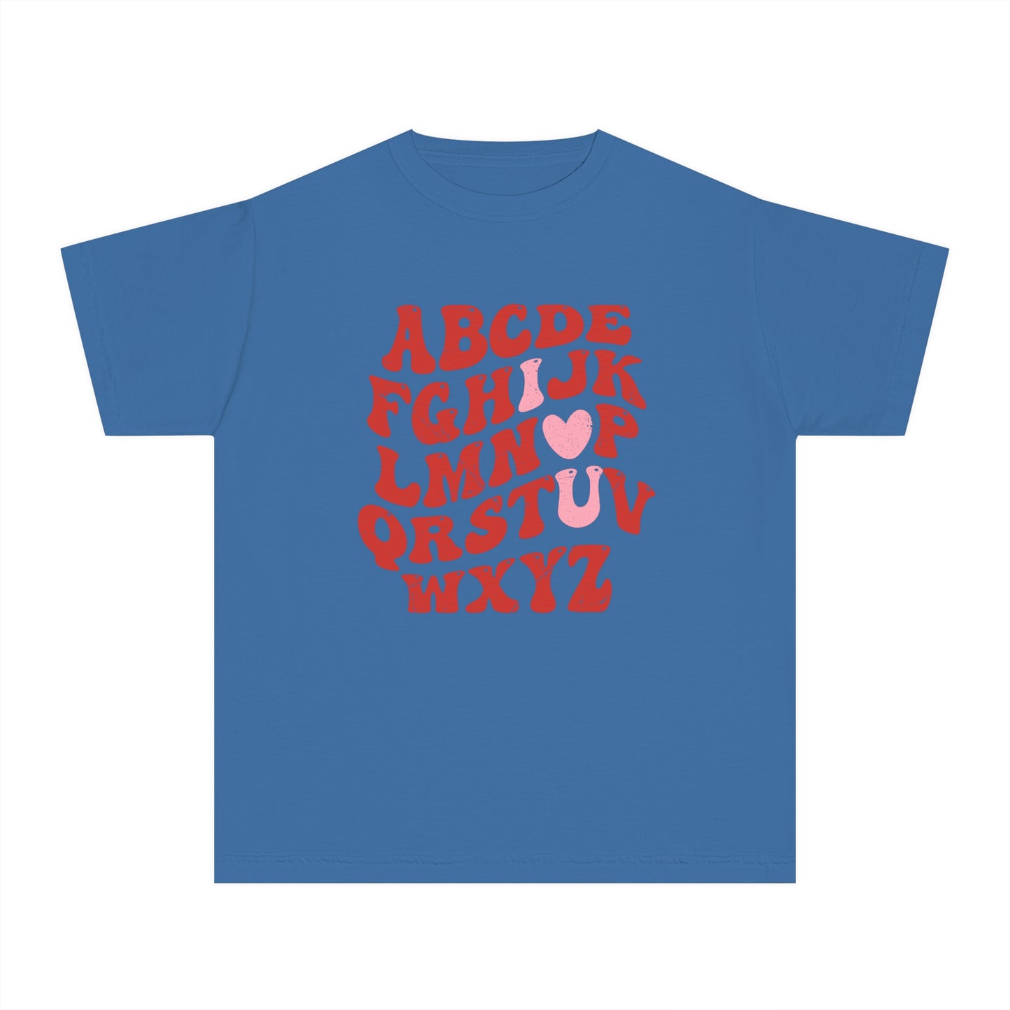 Red Alpha I Love You Youth Comfort Colors Tee