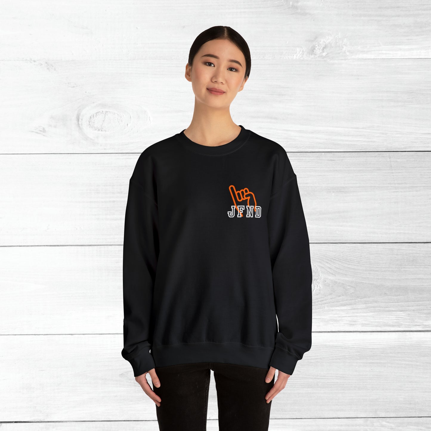 JFND front and Yellowjacket back Sweater