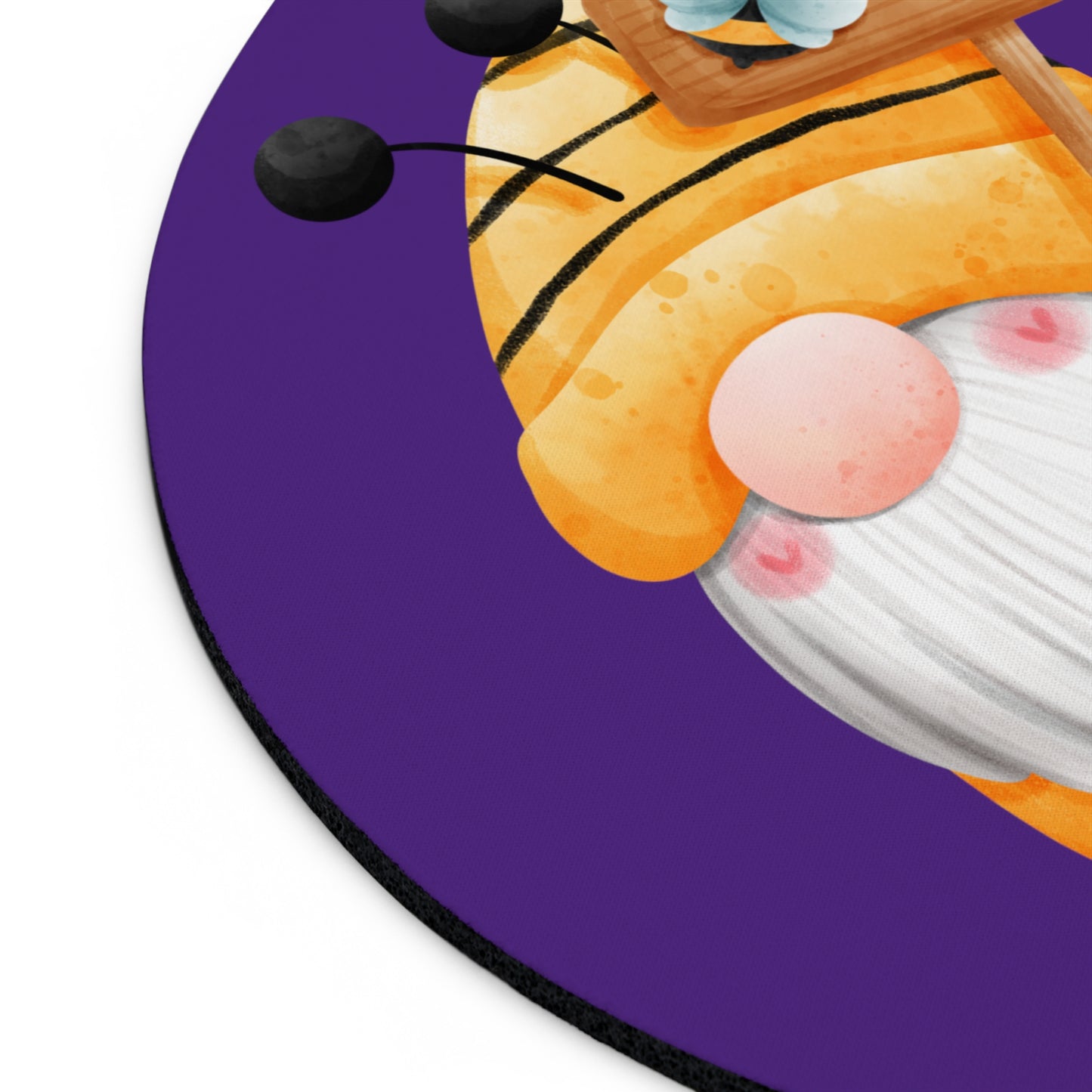 Be Kind Gnome, Purple, Round Mouse Pad