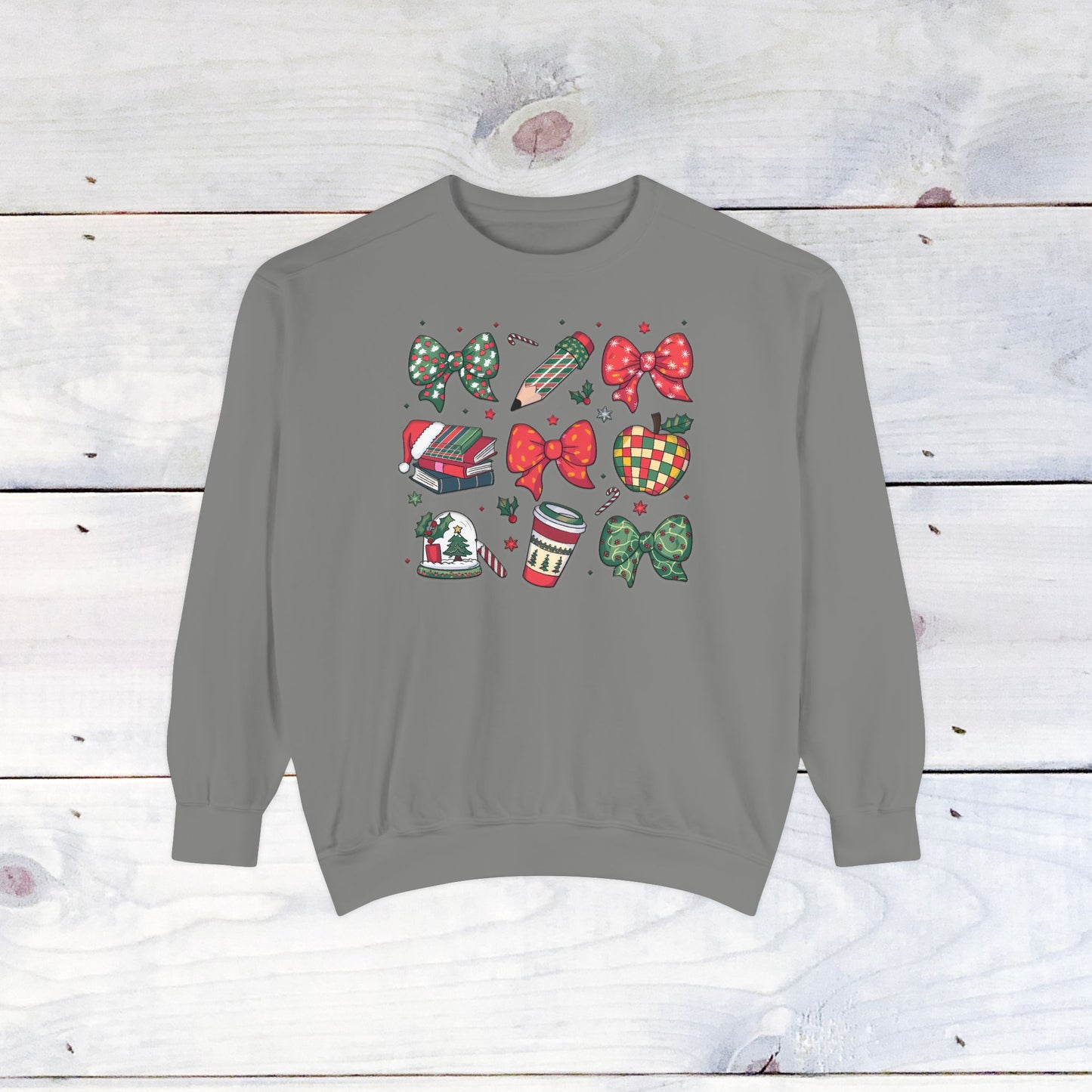 Teacher Christmas Grid Comfort Colors Sweater