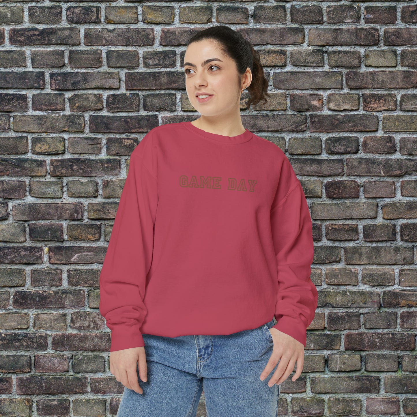 Game Day Comfort Colors Sweater - Brown Text