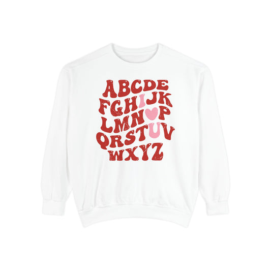 Red Alphabet I love you Adult Comfort Colors Sweatshirt