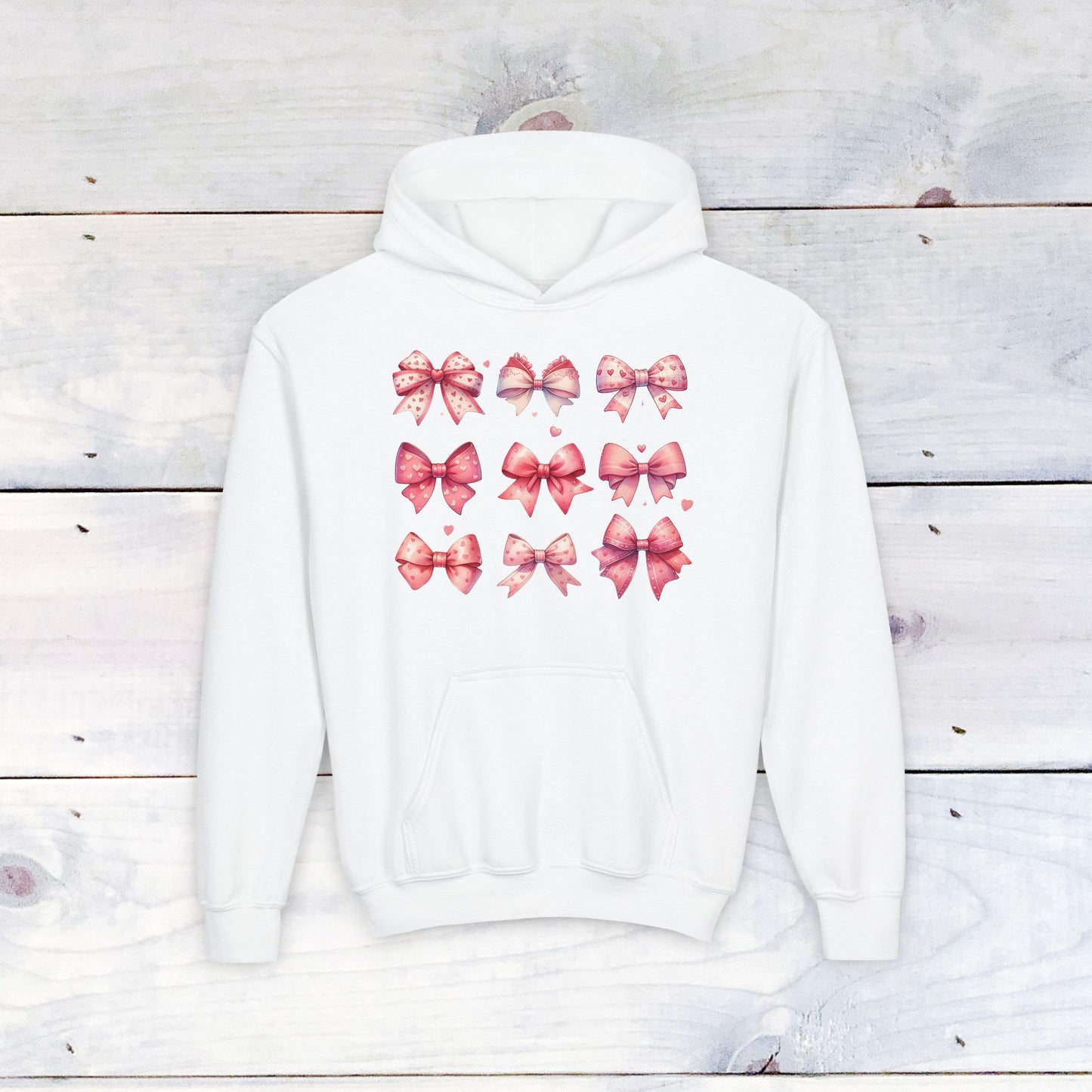 Pinky Bow Grid Youth Hoodie