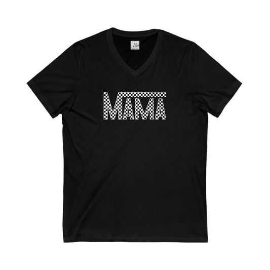 White Mama Checkered V Neck