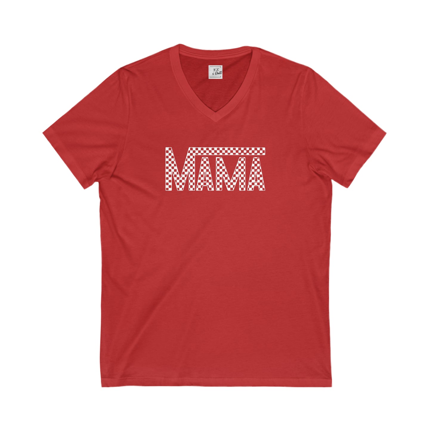 White Mama Checkered V Neck