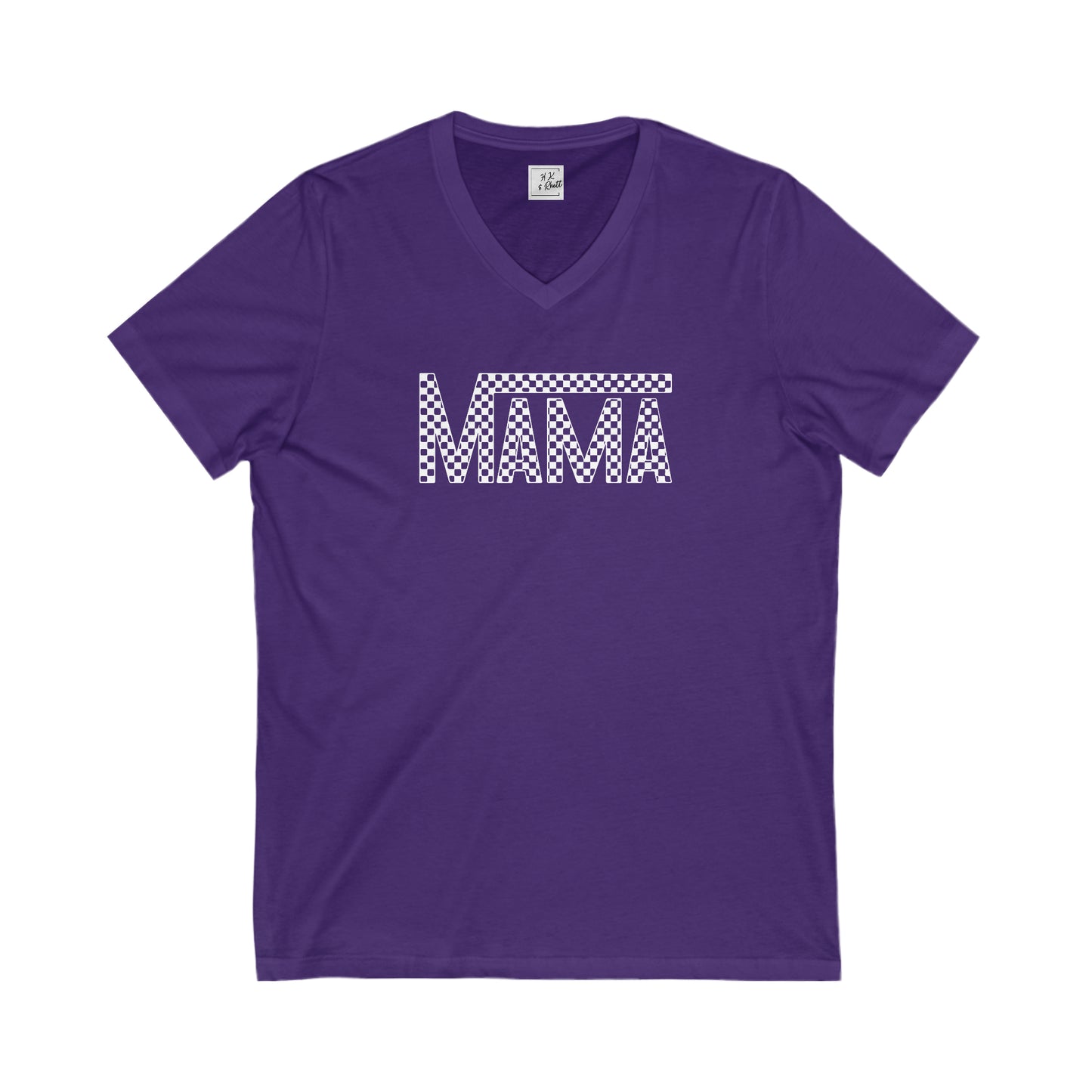 White Mama Checkered V Neck