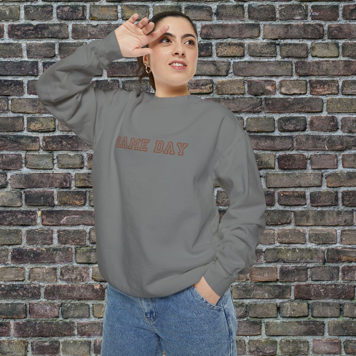 Game Day Comfort Colors Sweater - Brown Text