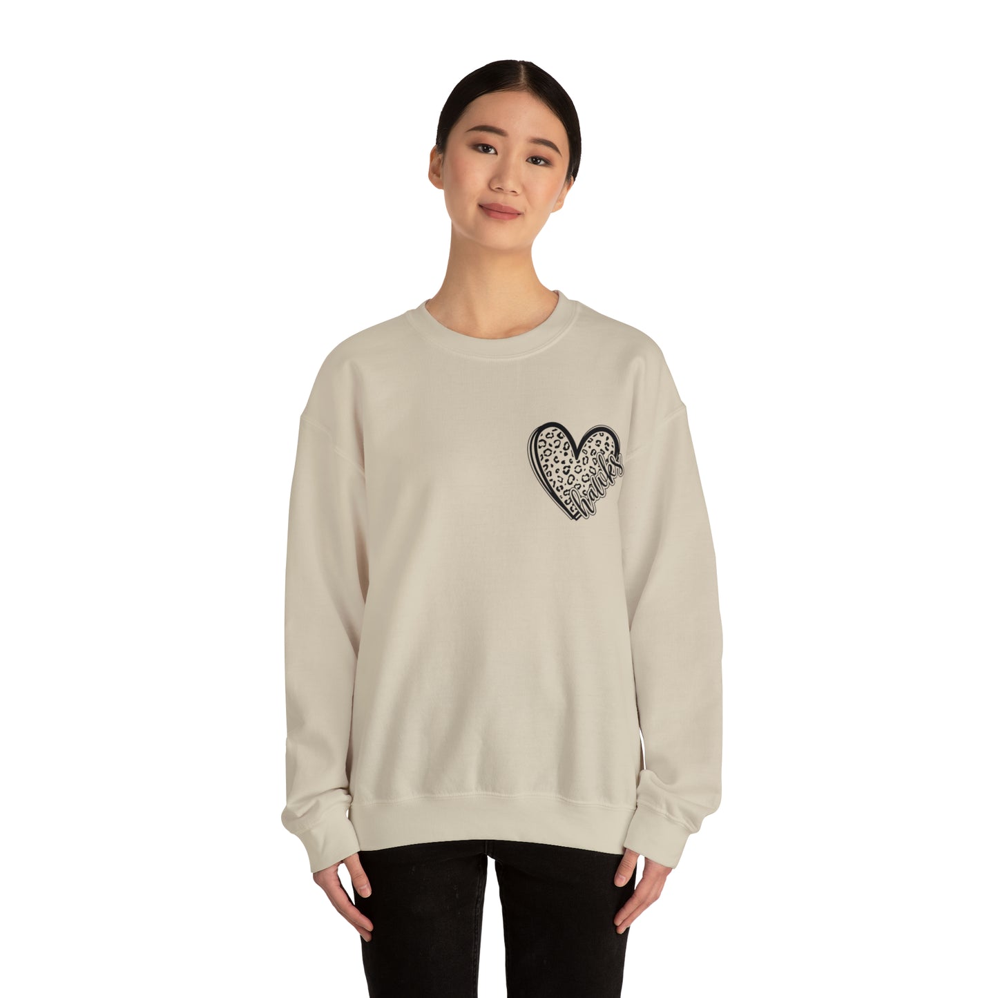 Hawks Heart Front, Glitz Cheer Mom back - Sweater