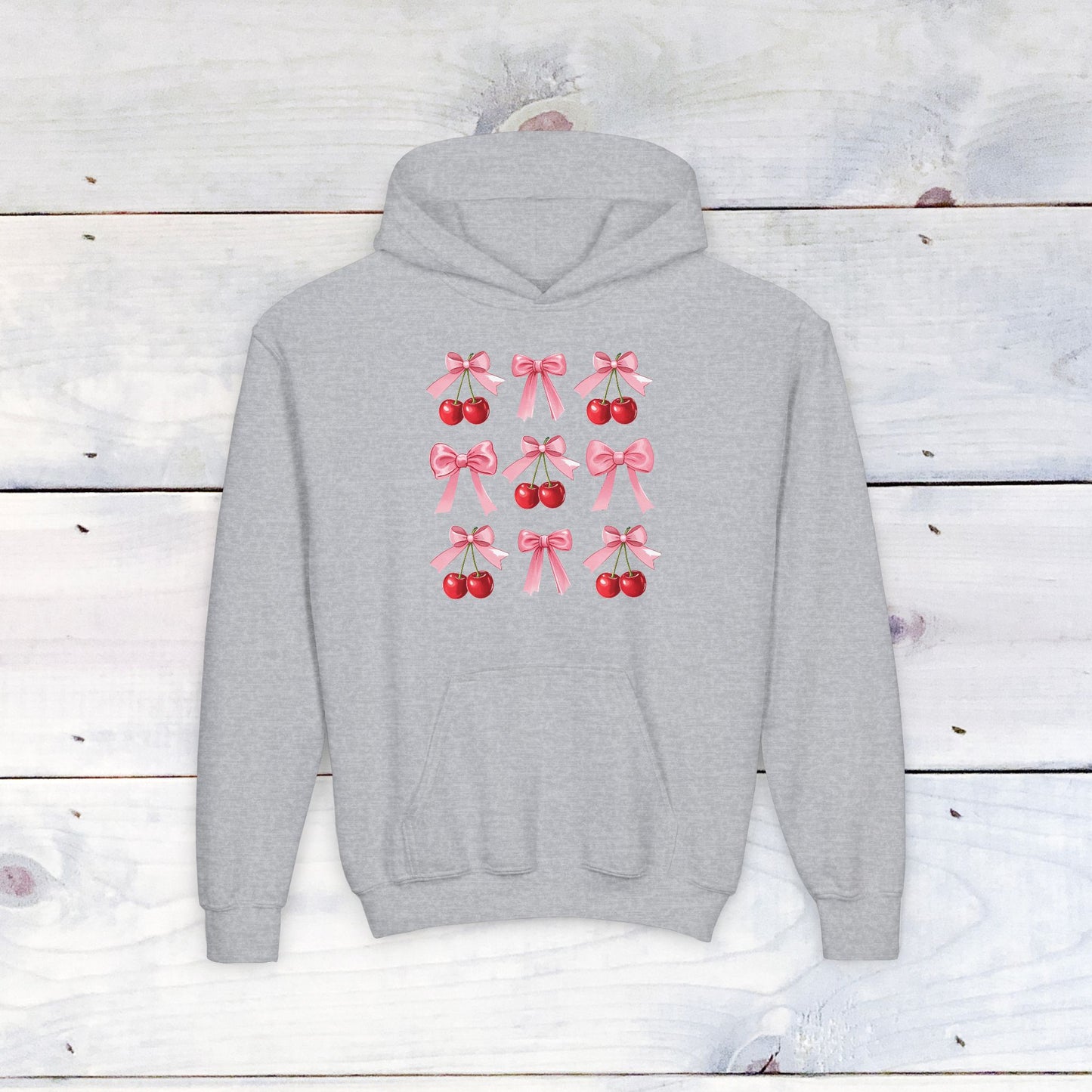 Cherry Bow Grid Youth Sweatshirt