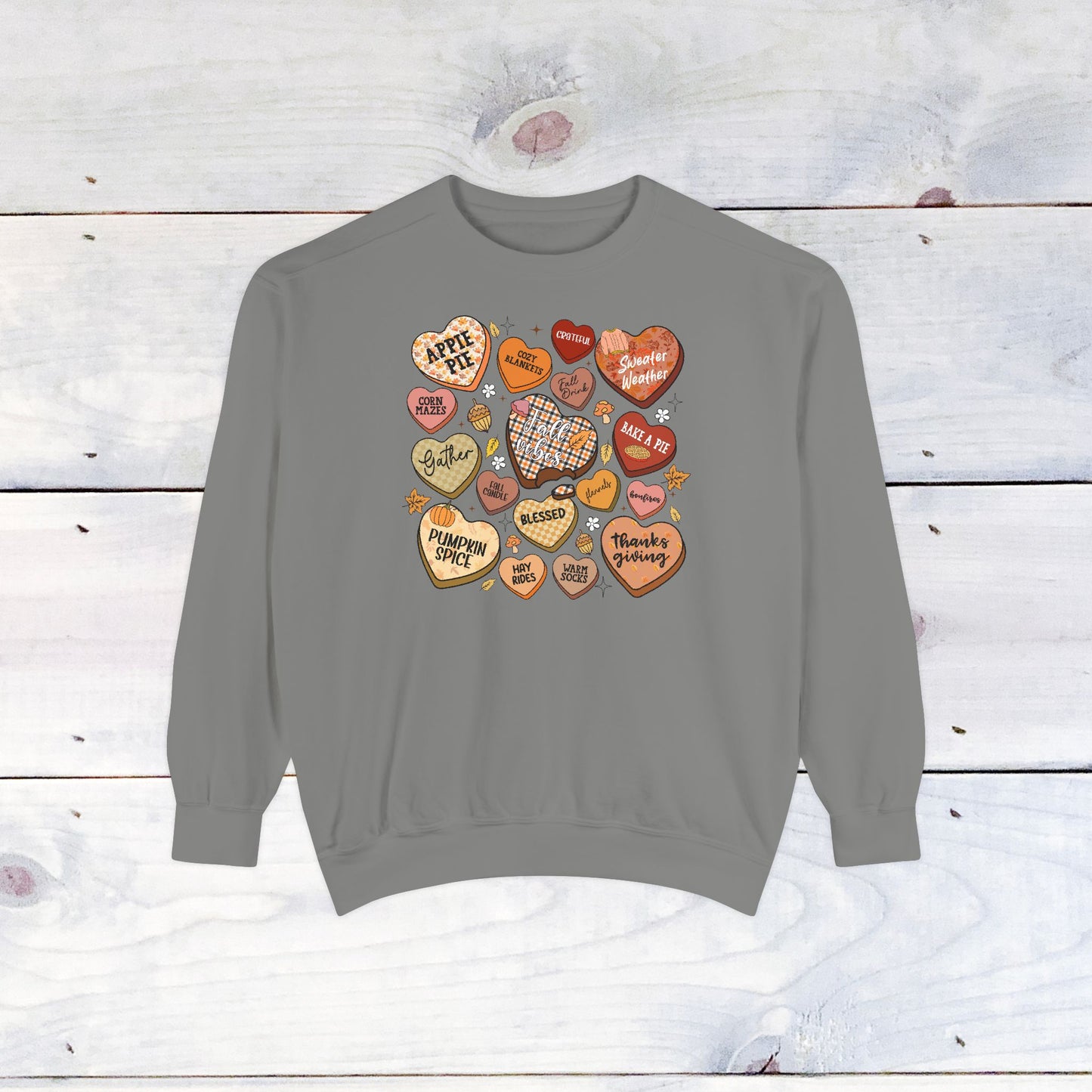 Fall Conversation Hearts Comfort Colors Sweater