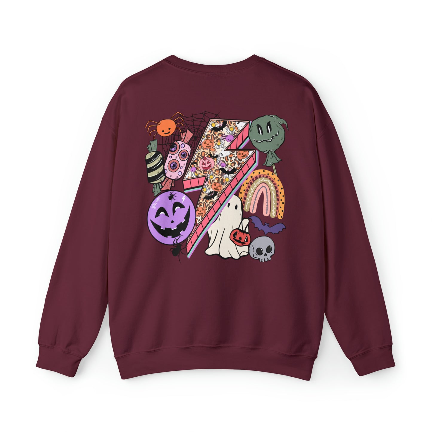 Halloween - Franken Smile Front, Halloween Bolt Back - Sweater / Pullover