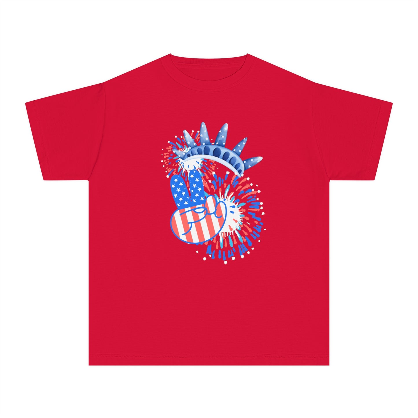 Peace, Crown, & Fireworks Comfort Colors Youth Tee