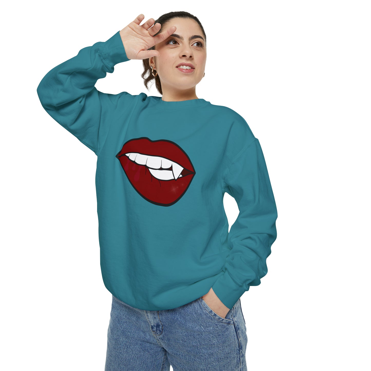 Biting Lip Vampire Fang Comfort Colors Sweater