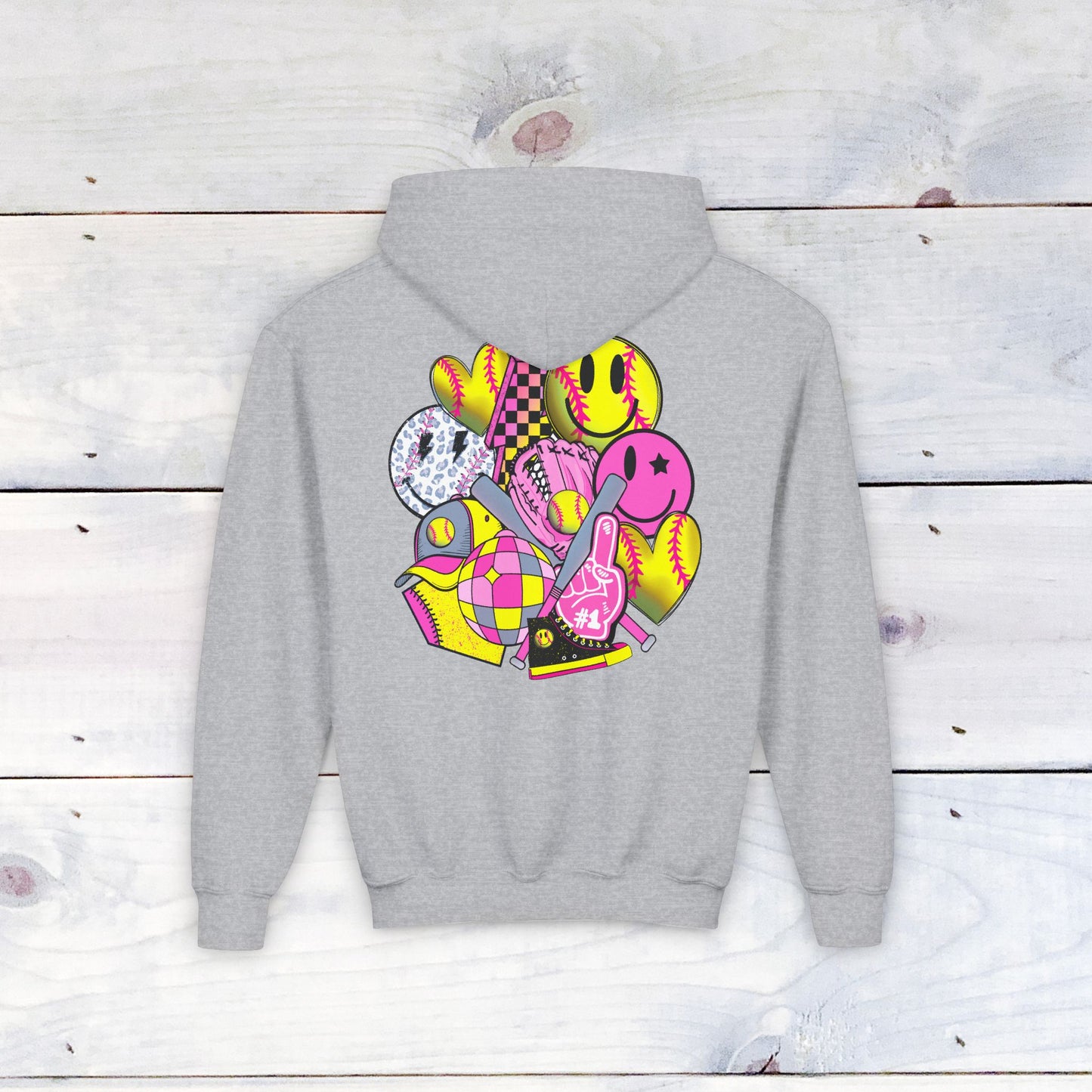 Softball Era Funk Youth Heavy Blend Hooded Sweatshirt