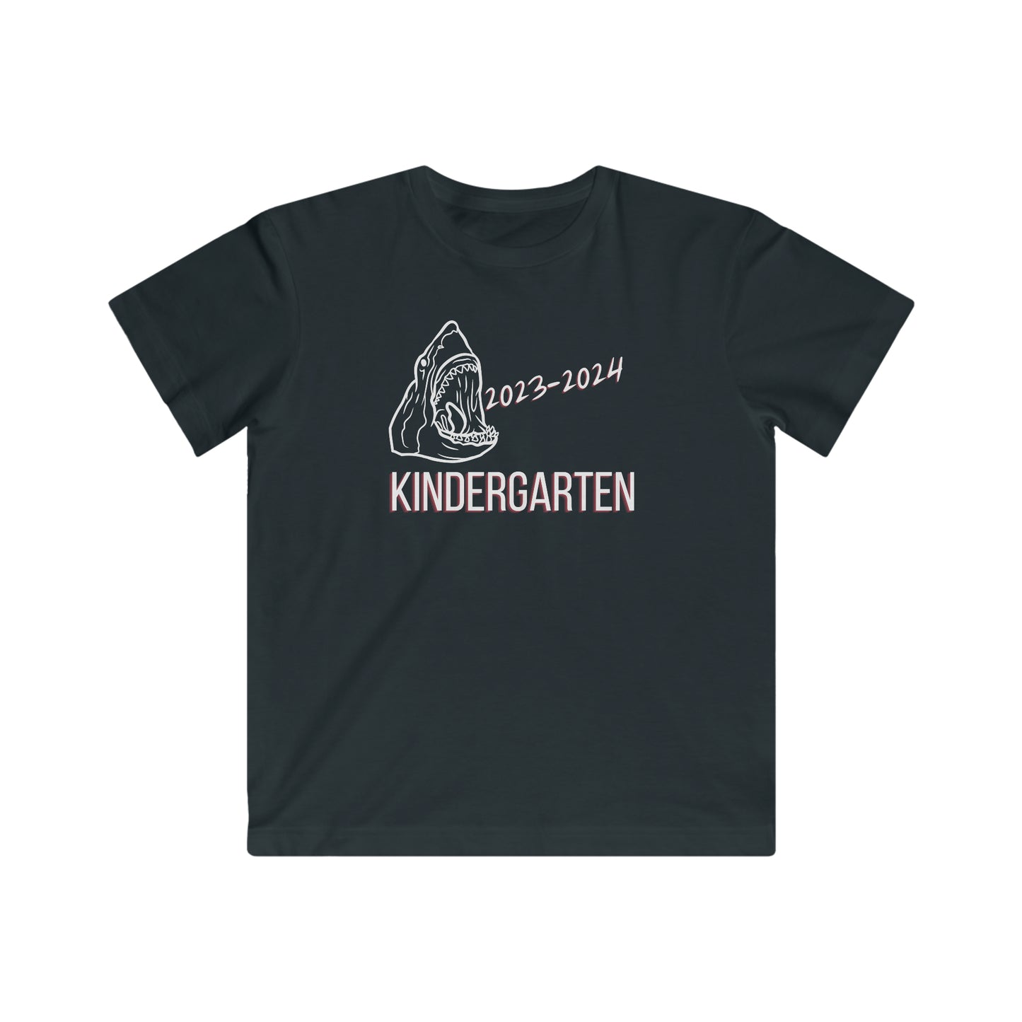 Shark Kinder First Day of School '23-'24, White Text