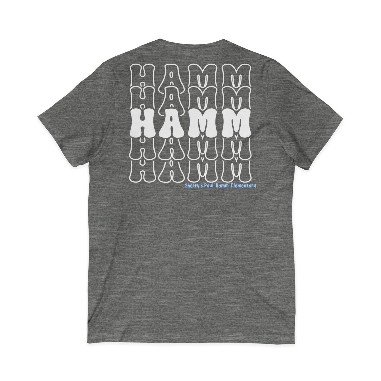 Hamm Unisex V-Neck Tee, Repeat Back:Logo Front