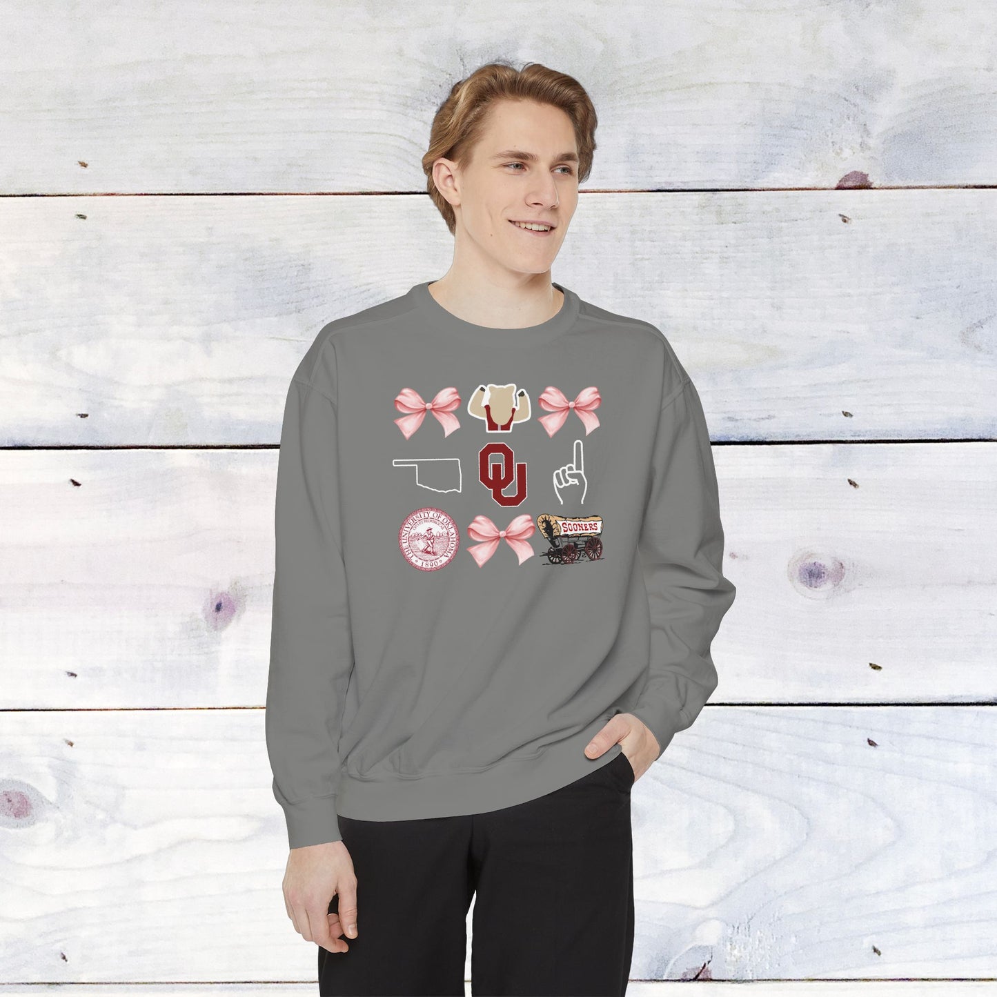 Oklahoma Sooners Bow Comfort Colors Sweater - Dark