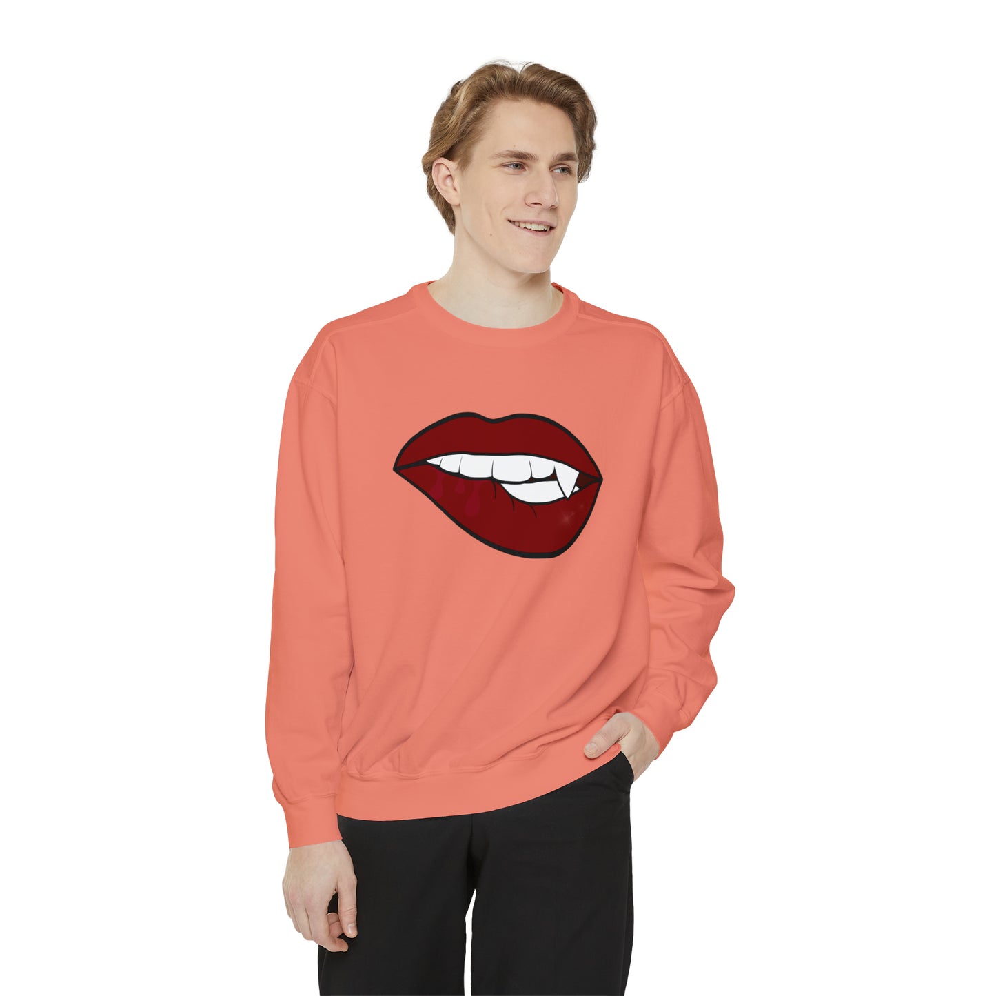 Biting Lip Vampire Fang Comfort Colors Sweater