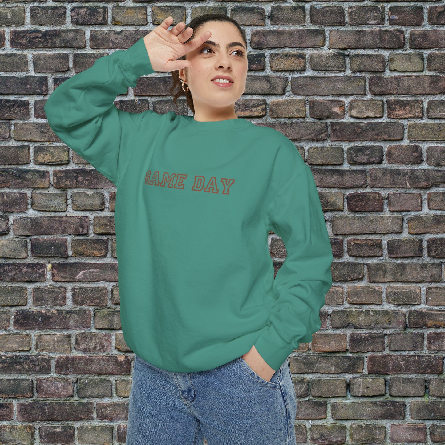 Game Day Comfort Colors Sweater - Brown Text