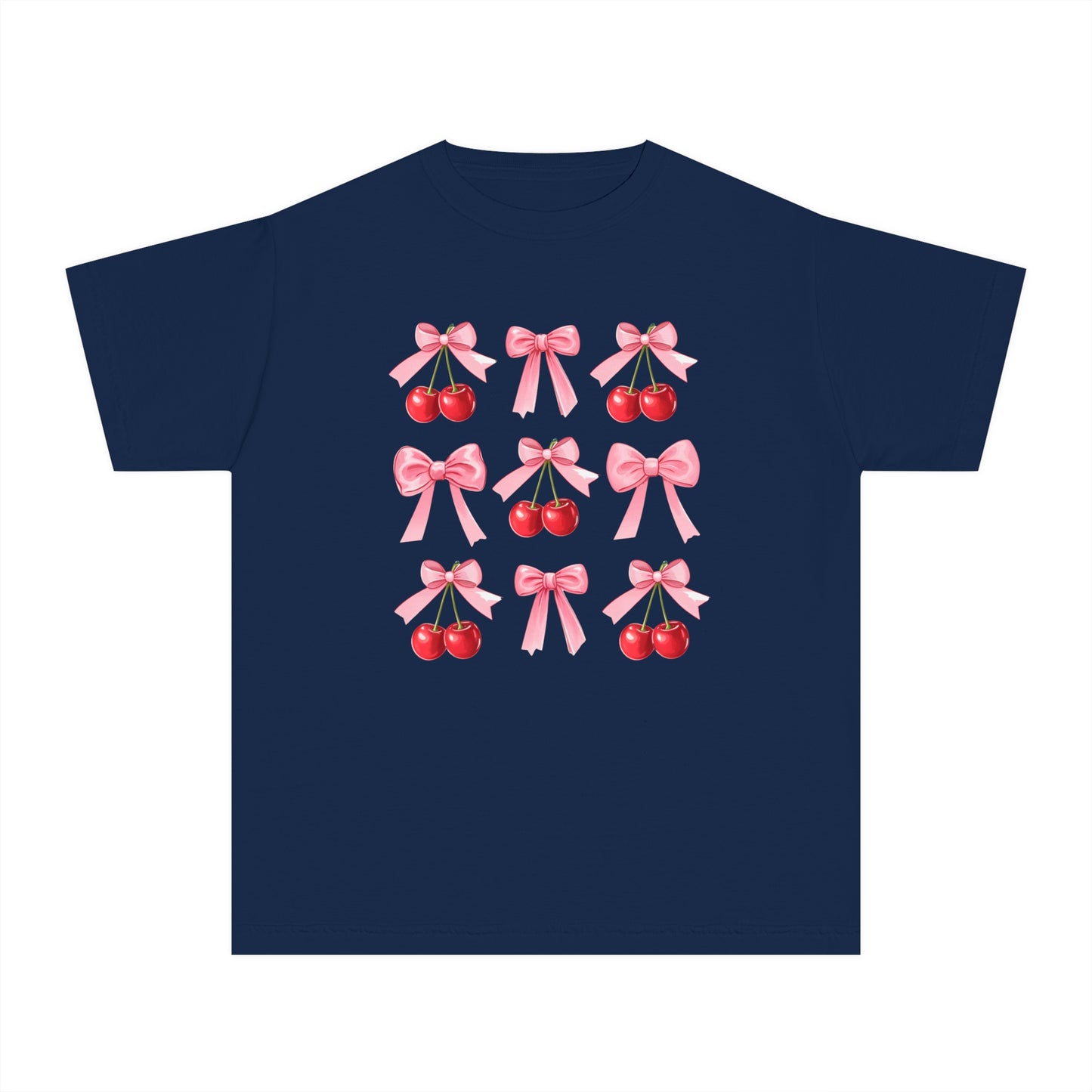 Cherry Bow Grid Comfort Colors Tee