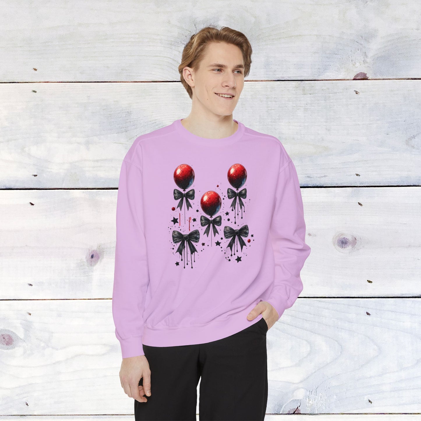 "IT" Red Balloon and Bow Comfort Colors Sweater