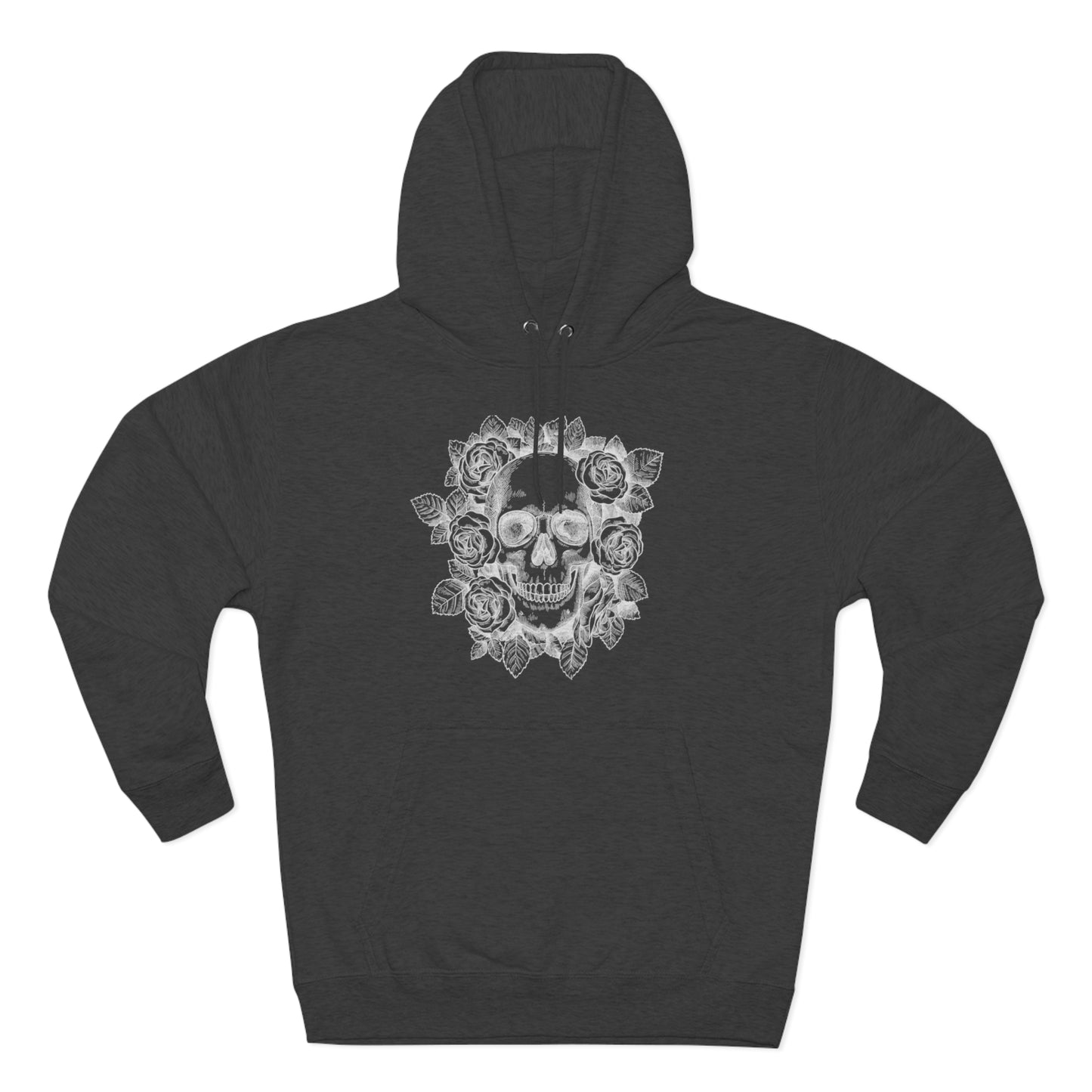 Skull with Rose Background - Unisex Premium Pullover Hoodie