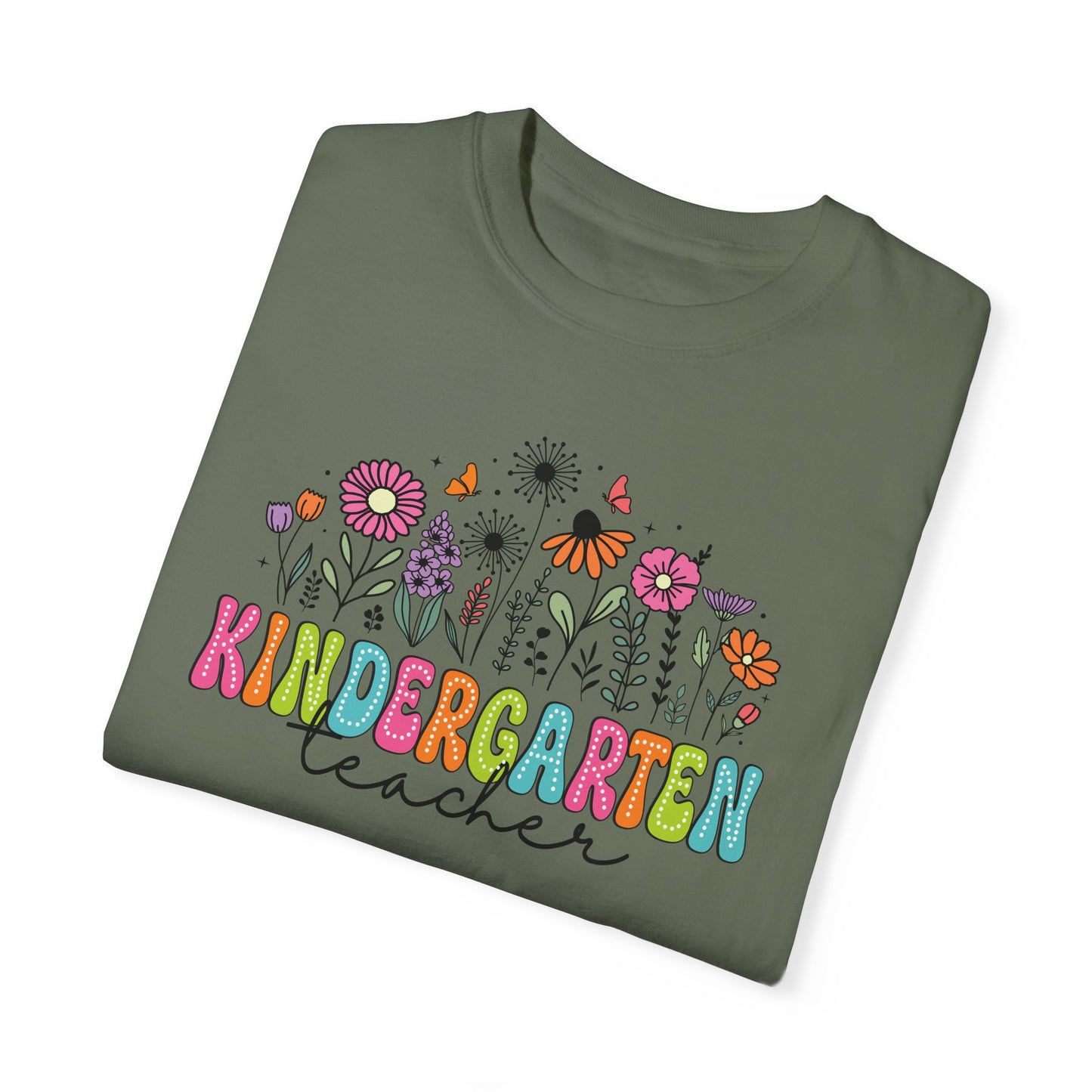 Kinder Flower Teacher Shirt - Comfort Colors