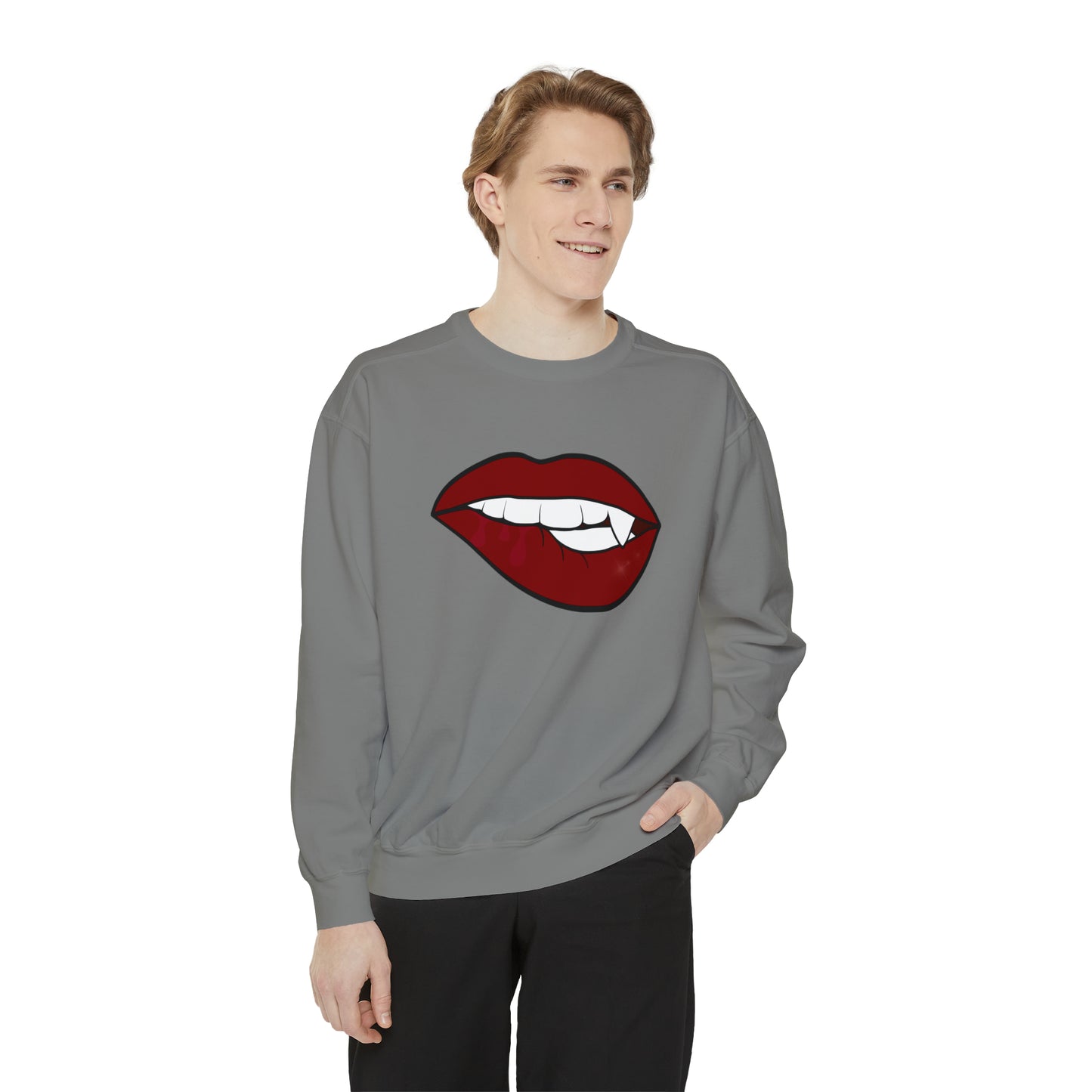 Biting Lip Vampire Fang Comfort Colors Sweater