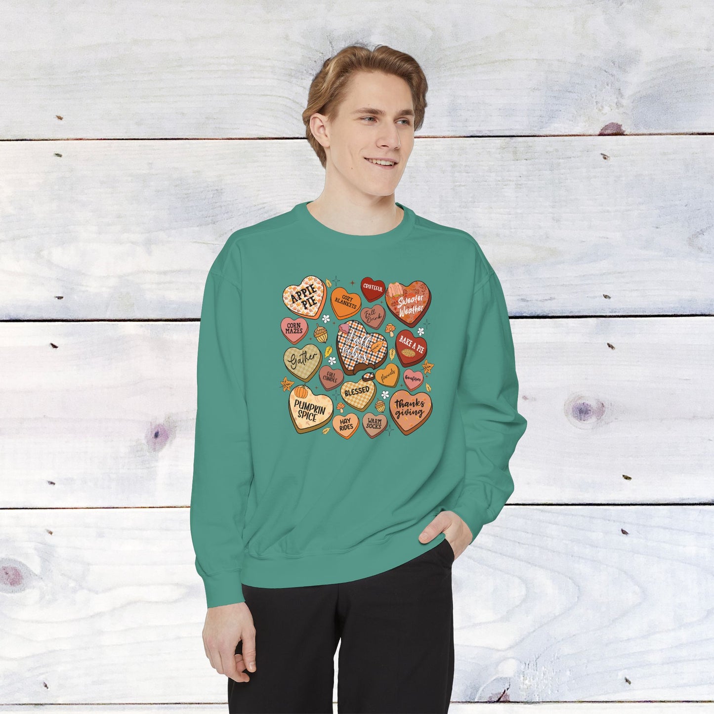 Fall Conversation Hearts Comfort Colors Sweater