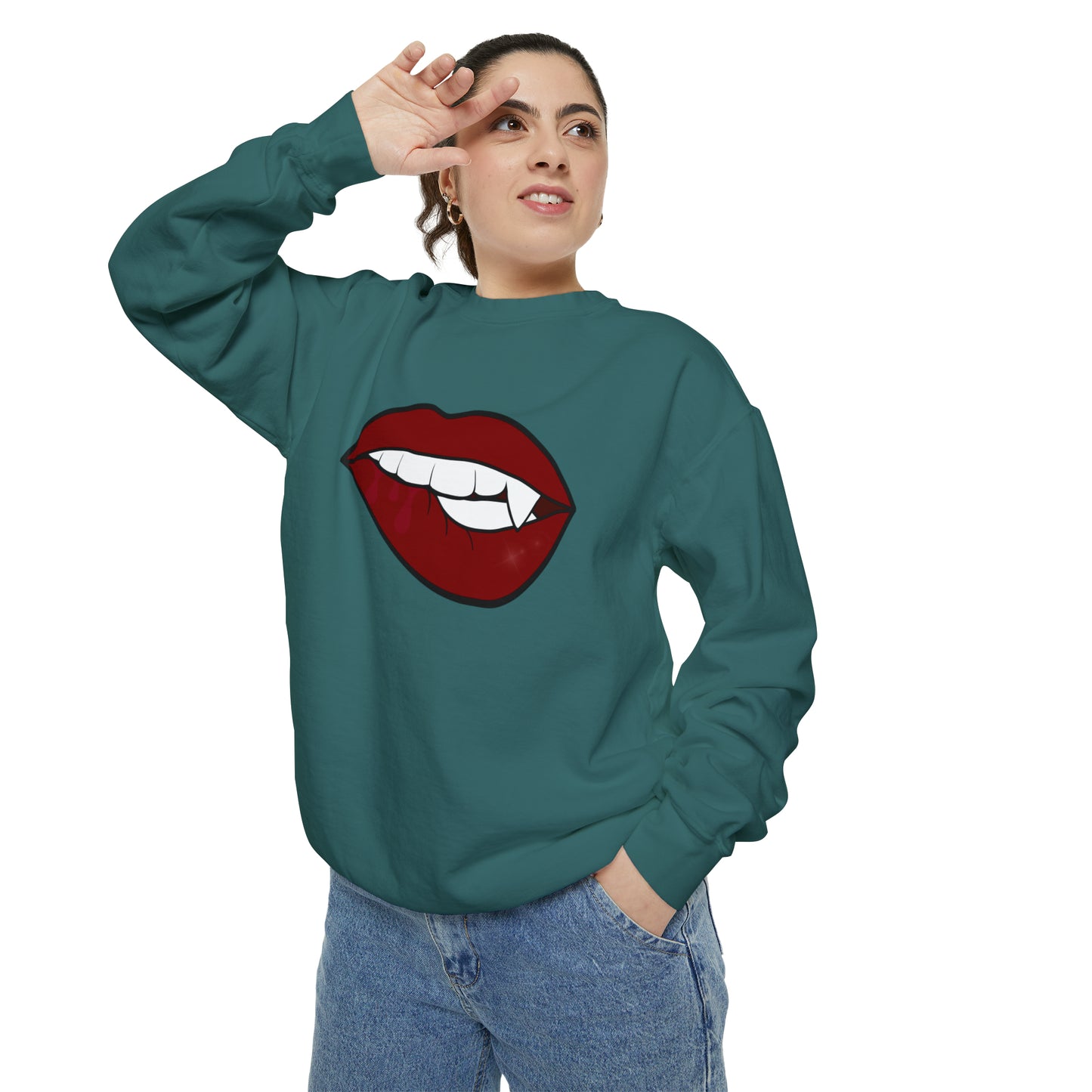 Biting Lip Vampire Fang Comfort Colors Sweater