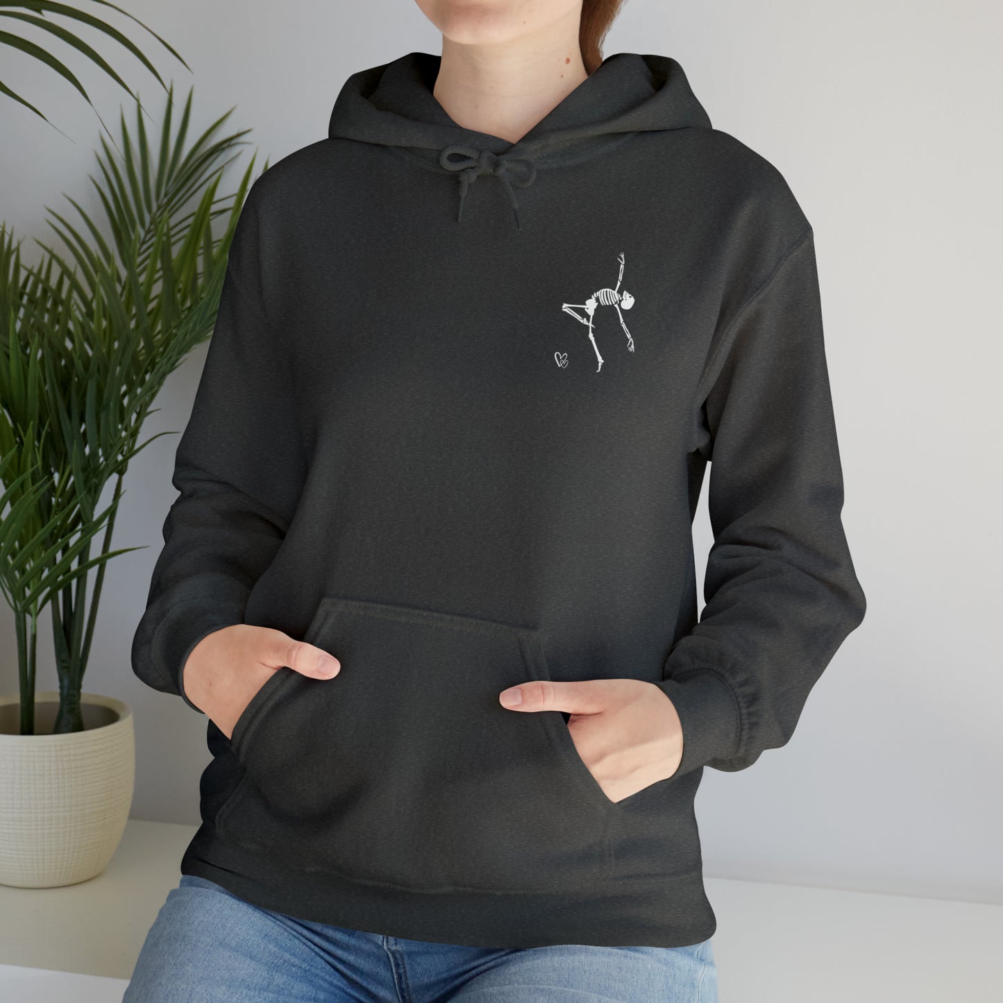 Dancing Skeleton Hoodie- Dancing Skeleton Front- Multi -Dancing Skeleton Back, Mutliple Color Options, Unisex Heavy Blend™ Hooded Sweatshirt