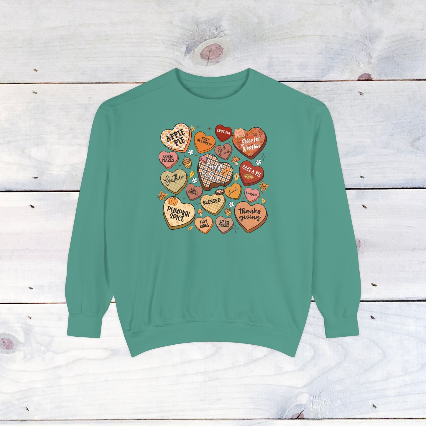 Fall Conversation Hearts Comfort Colors Sweater