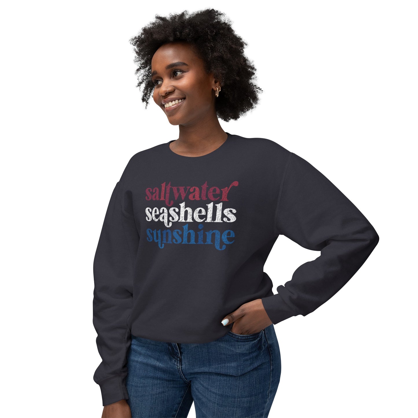 Red, White, & Blue Saltwater, Seashell, Sunshine Comfort Colors Sweater