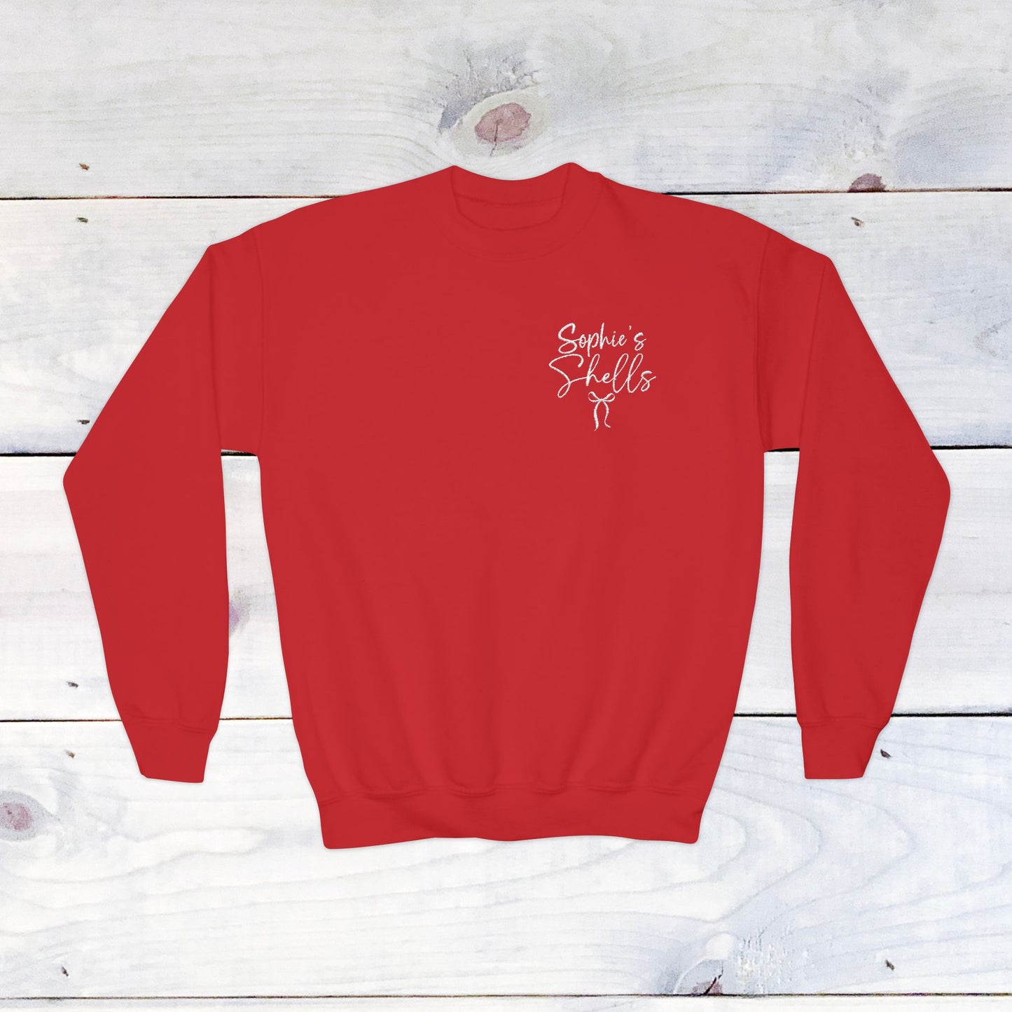 Custom Sophie's Shells Youth Crewneck Sweatshirt - Embrodiery
