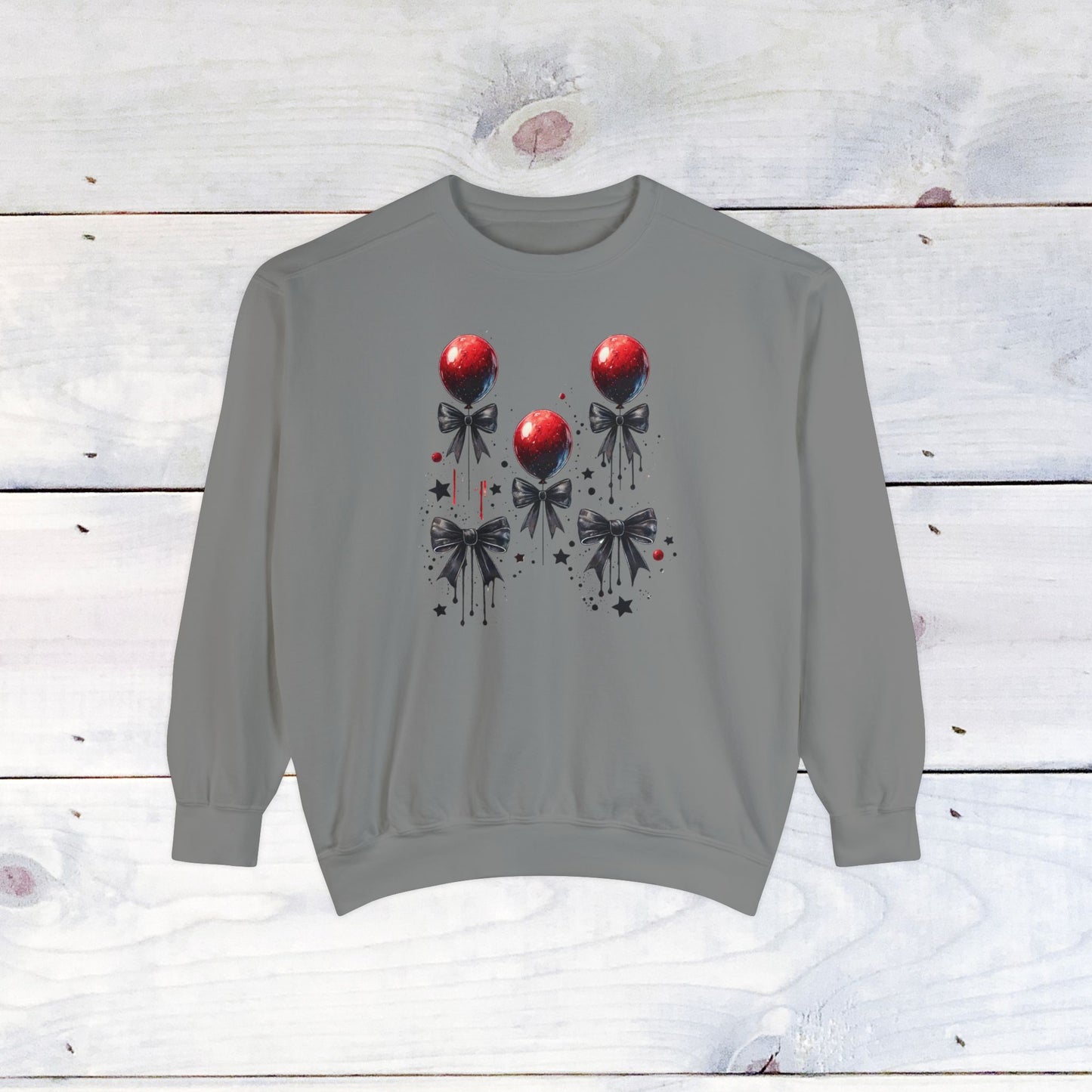 "IT" Red Balloon and Bow Comfort Colors Sweater