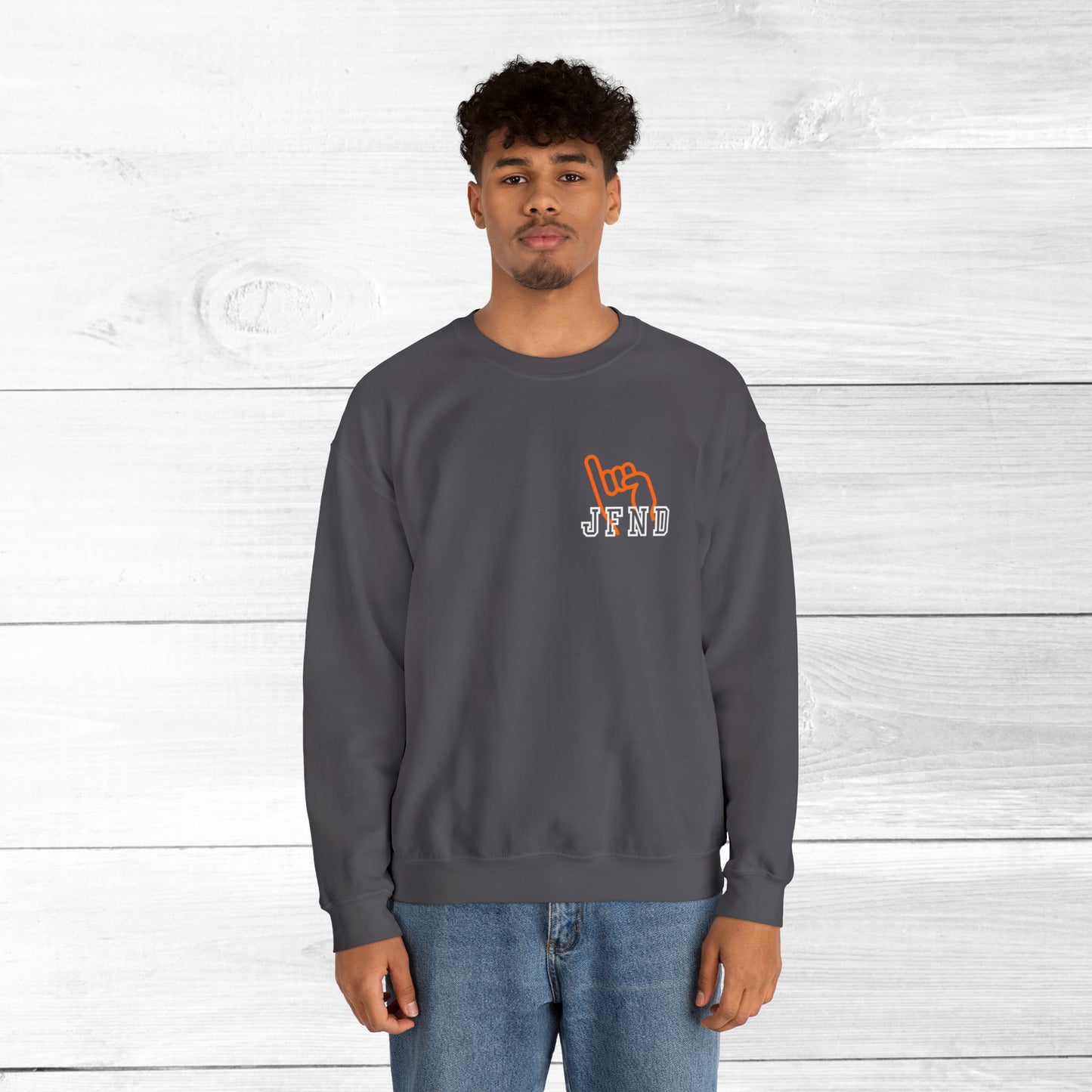 JFND front and Yellowjacket back Sweater