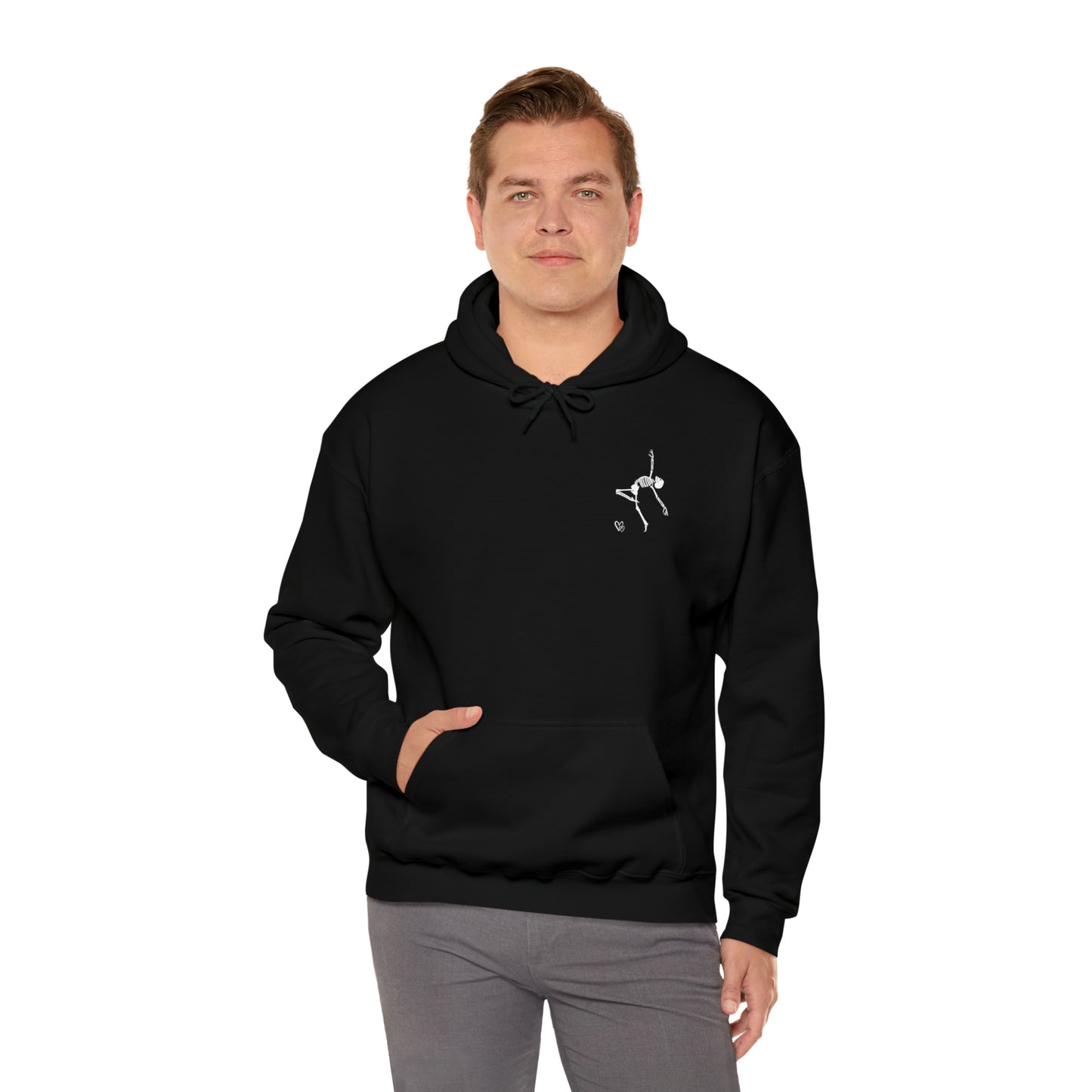Dancing Skeleton Hoodie- Dancing Skeleton Front- Multi -Dancing Skeleton Back, Mutliple Color Options, Unisex Heavy Blend™ Hooded Sweatshirt