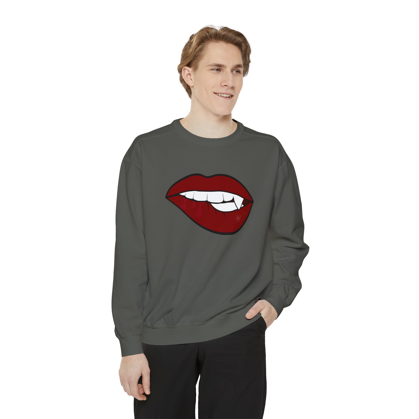 Biting Lip Vampire Fang Comfort Colors Sweater