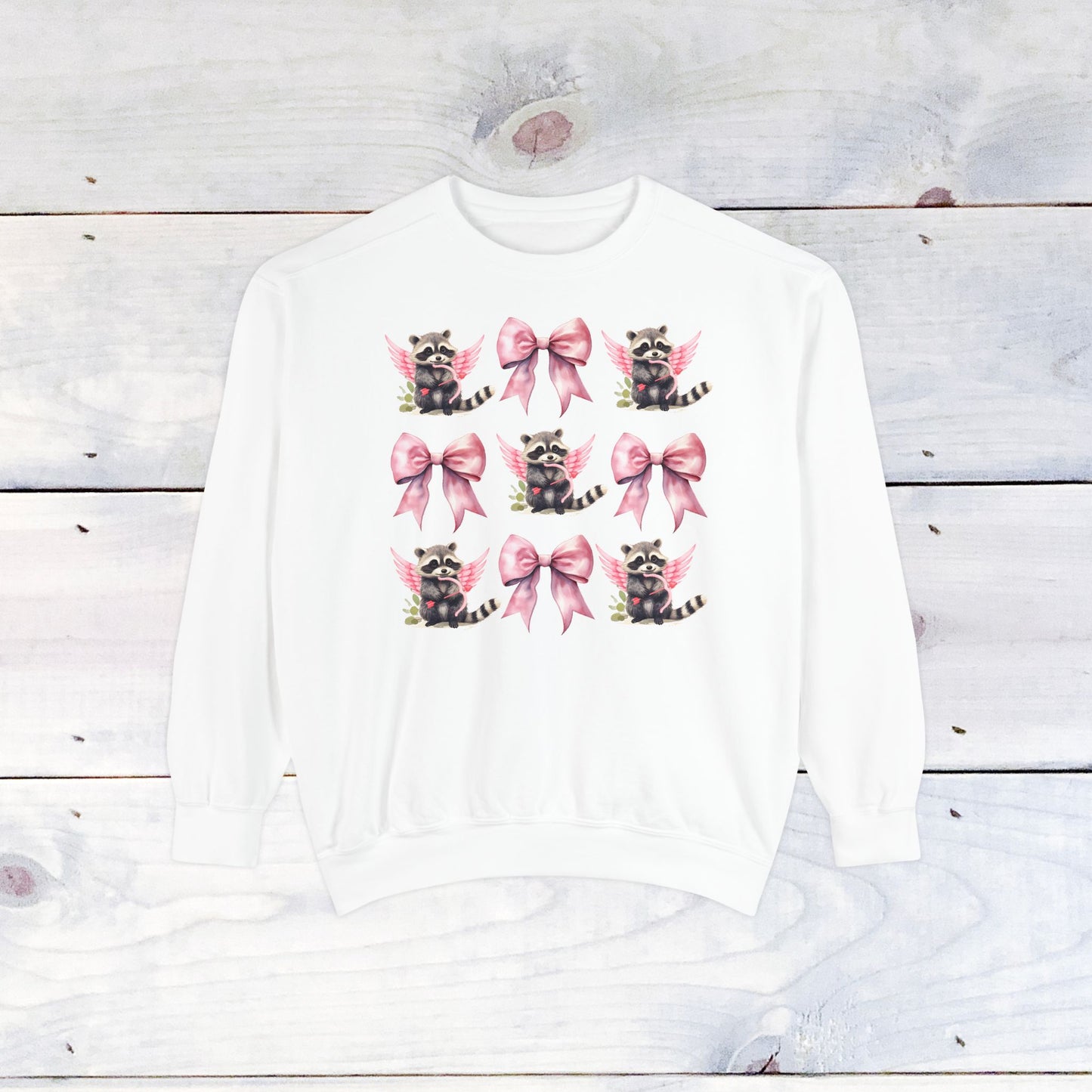 Raccoon Grid Valentine Adult Comfort Colors Sweatshirt