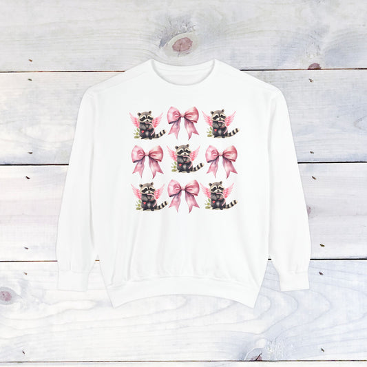Raccoon Grid Valentine Adult Comfort Colors Sweatshirt