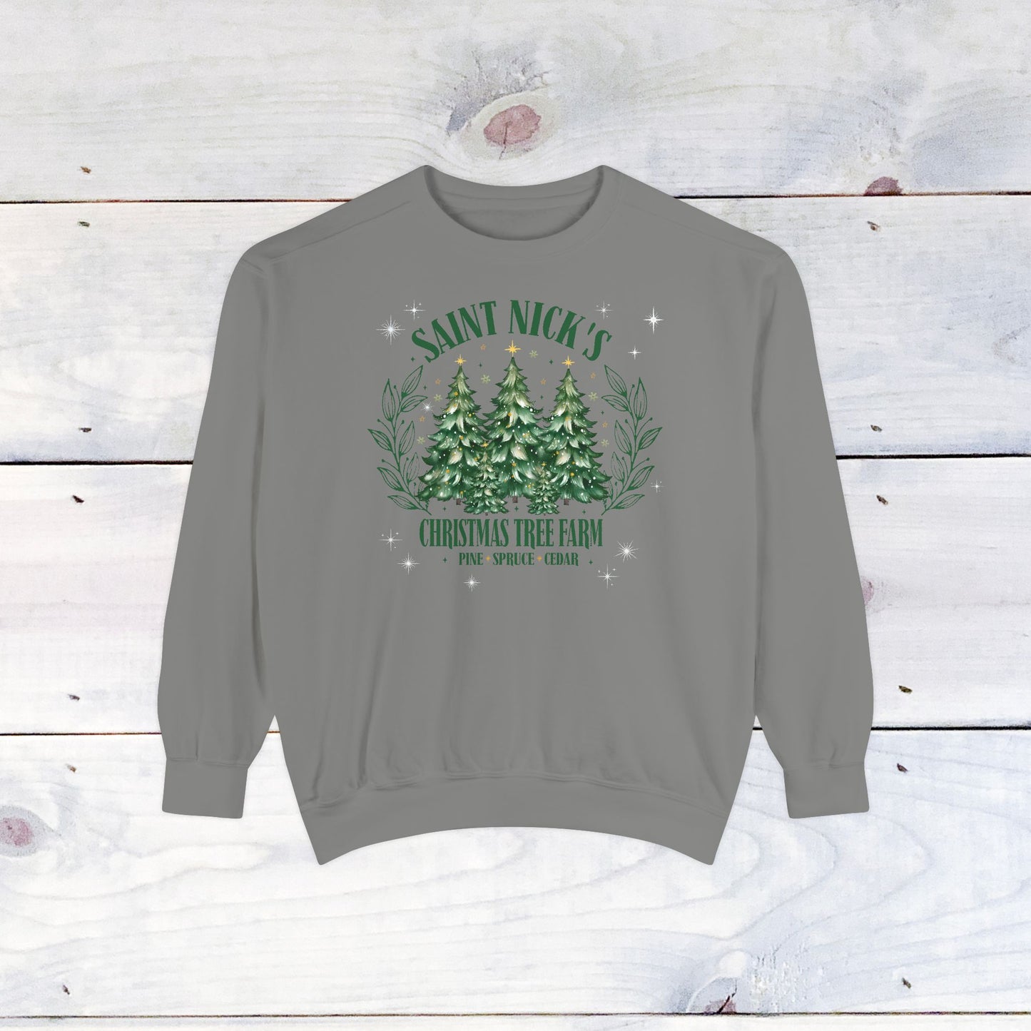 Saint Nick's Tree Farm Comfort Colors Holiday Sweater
